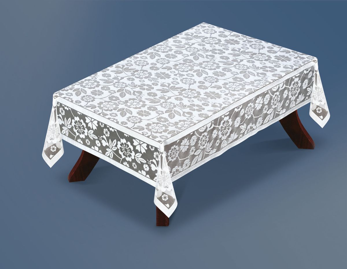 Скатерть Haft Silver Line, прямоугольная, цвет: белый, 120x 160 см. 221410/120115510 Скатерть Haft Silver Line, прямоугольная, цвет: белый, 120x 160 см. 221410/120115510Великолепная прямоугольная скатерть Haft Silver Line, выполненная из полиэстера, органично впишется в интерьер любого помещения, а оригинальный дизайн удовлетворит даже самый изысканный вкус. Скатерть изготовлена из сетчатого материала с ажурным цветочным рисунком.Скатерть Haft Silver Line создаст праздничное настроение и станет прекрасным дополнением интерьера гостиной, кухни или столовой.