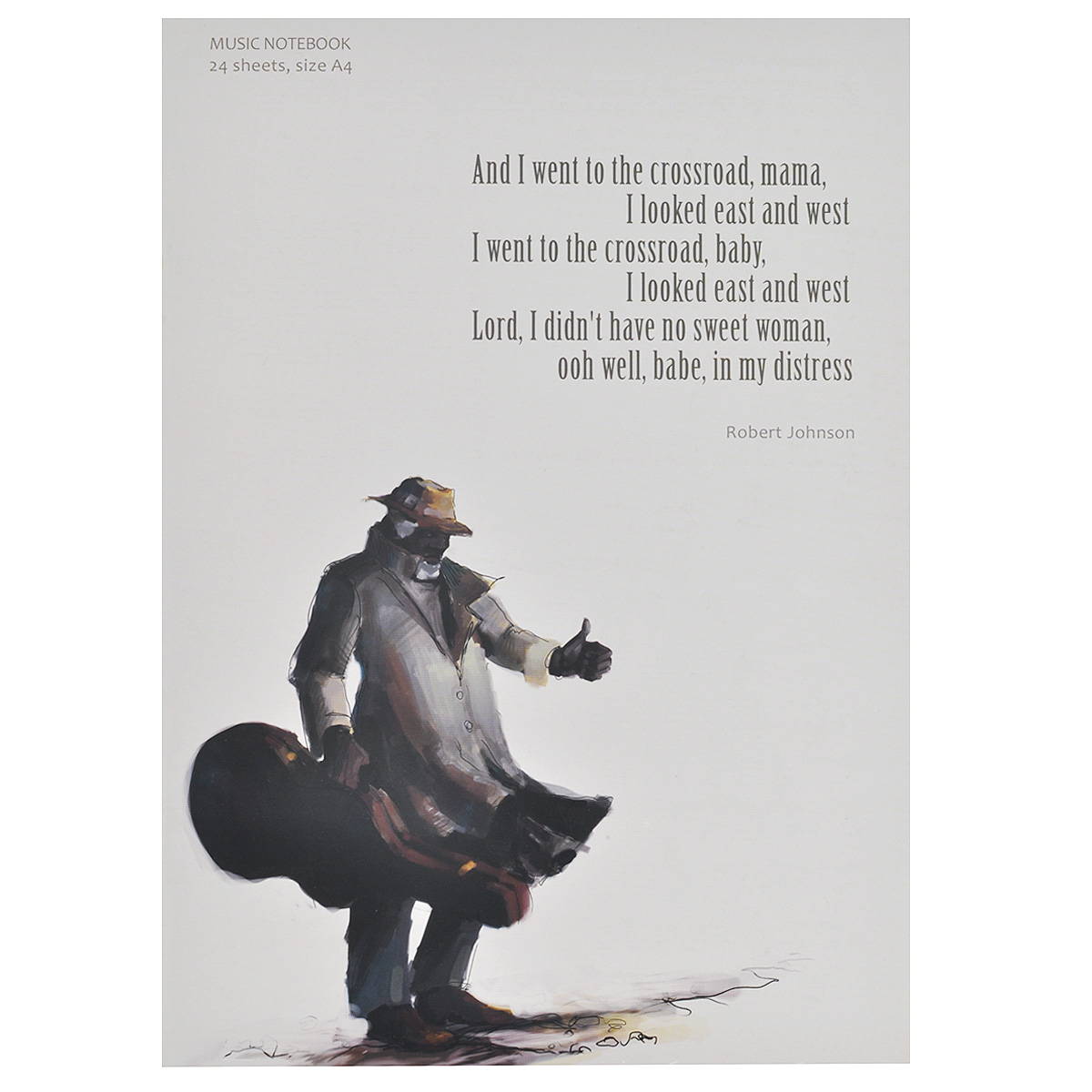Тетрадь для нот Blues Man, 24 листа. Формат А472523WD Тетрадь для нот Blues Man, 24 листа. Формат А472523WDТетрадь для нот Blues Man - отличный помощник в обучении музыке. Обложка выполнена из картона белого цвета и оформлена изображением человека с зачехленной гитарой. Внутренний блок включает 24 листа с нотными станами.