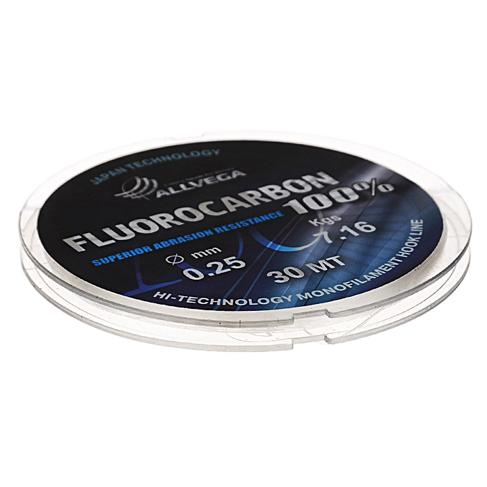 Леска Allvega FX Fluorocarbon 100%, цвет: прозрачный, 30 м, 0,25 мм, 7,16 кг39962 Леска Allvega FX Fluorocarbon 100%, цвет: прозрачный, 30 м, 0,25 мм, 7,16 кг39962Allvega FX Fluorocarbon 100% имеет коэффициент преломления света, близкий к коэффициенту преломления света воды, поэтому эта леска незаметна в воде и незаменима во многих случаях. Широко используется в качестве поводковой лески, как для мирных рыб, так и для хищников. Кроме прозрачности, так же обладает высокой устойчивостью к внешним механическим воздействиям, таким как камни, песок, ракушечник, зубы хищников. Обладает малой растяжимостью, что позволяет более четко определять поклевку и просекать рыбу.