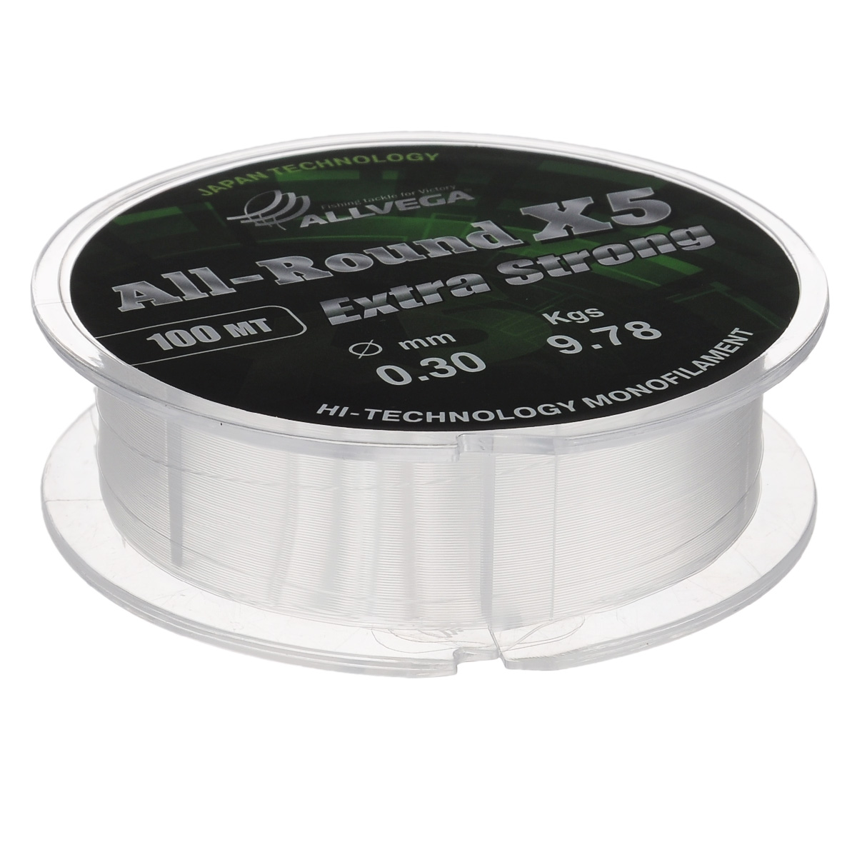 Леска Allvega All-Round X5, цвет: прозрачный, 100 м, 0,3 мм, 9,78 кг39967 Леска Allvega All-Round X5, цвет: прозрачный, 100 м, 0,3 мм, 9,78 кг39967Универсальная прозрачная леска Allvega All-Round X5, изготовленная из японского сырья. Обладает высокими разрывными и износостойкими характеристиками. Применяется в летних поплавочных оснастках. Зимой отлично подойдет для ловли на мормышку и для оснащения зимних поплавочных удочек.