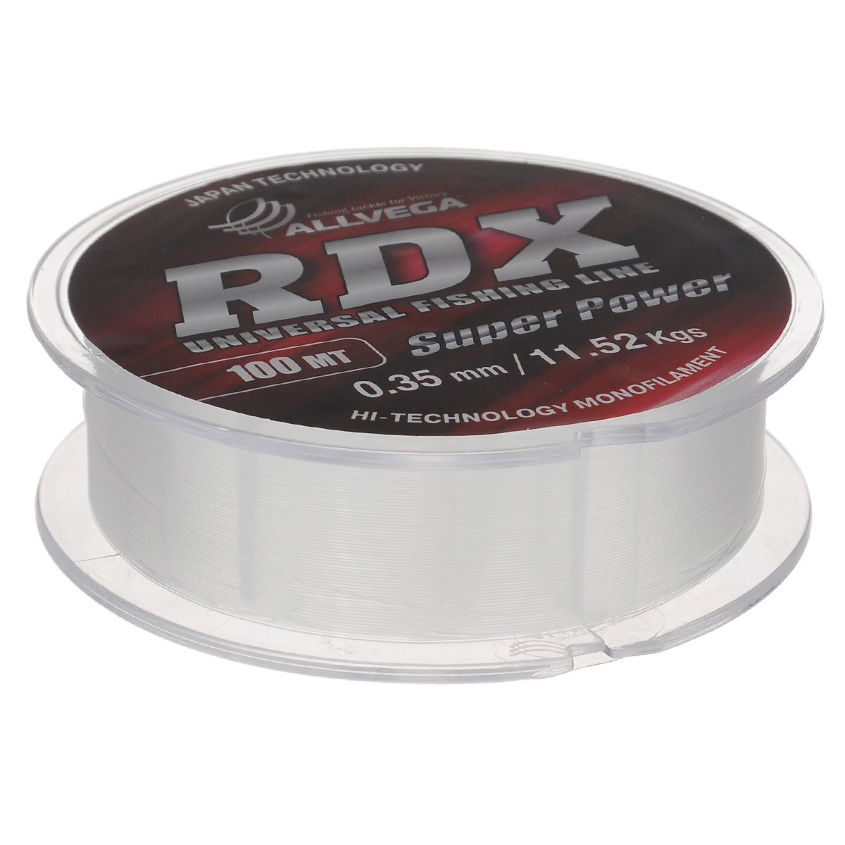Леска Allvega RDX, цвет: прозрачный, 100 м, 0,35 мм, 11,52 кг39945 Леска Allvega RDX, цвет: прозрачный, 100 м, 0,35 мм, 11,52 кг39945Универсальная леска Allvega RDX с высокими техническими характеристиками. Прозрачный цвет, минимальная механическая память, высокая устойчивость к внешним механическим воздействиям и высокая прочность, позволяют использовать ее практически во всех видах ловли, как летом, так и зимой.