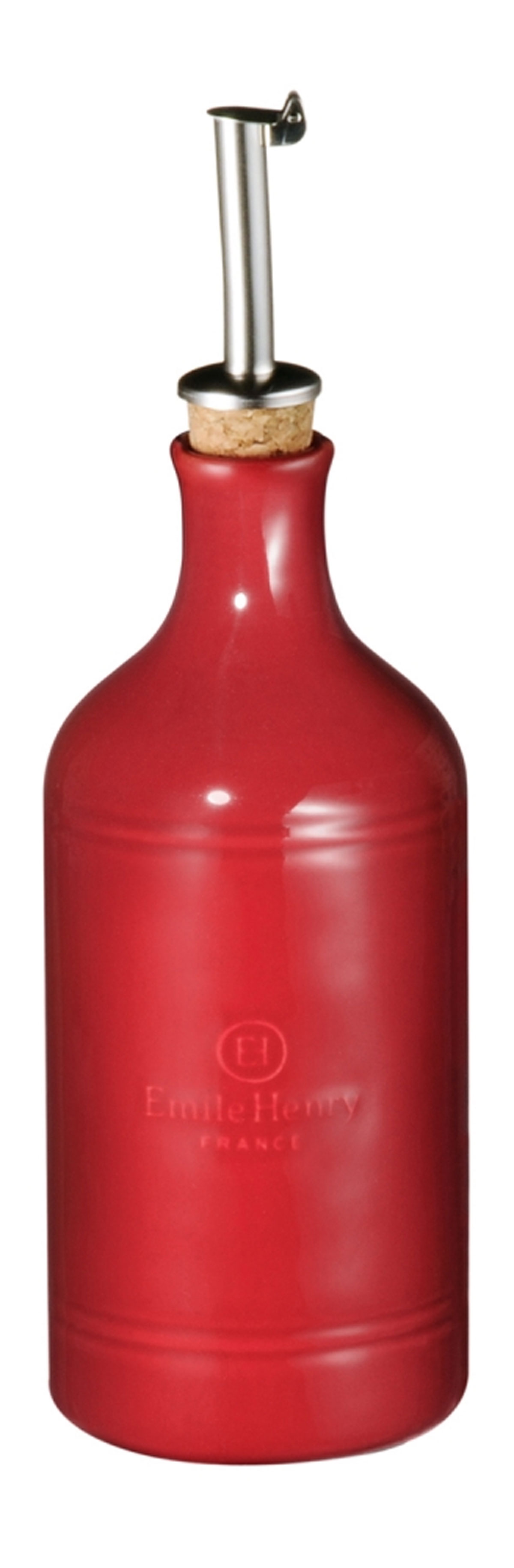 Бутылка для масла и уксуса Emile Henry Natural Chic, цвет: гранат, 450 млVT-1520(SR) Бутылка для масла и уксуса Emile Henry Natural Chic, цвет: гранат, 450 млVT-1520(SR)Бутылка для масла или уксуса Emile Henry Natural Chic, выполненная из керамики и металла, позволит украсить любую кухню, внеся разнообразие как в строгий классический стиль, так и в современный кухонный интерьер. Пробковая крышка с носиком снабжена клапаном антикапля, не допускающим пролива. Стенки бутылки светонепроницаемые, поэтому ее можно хранить в открытом шкафу, не волнуясь, что ваше лучшее оливковое масло потеряет вкус и аромат.Оригинальная бутылка будет отлично смотреться на вашей кухне.Высота бутылки (с учетом носика): 23,5 см. Диаметр основания: 7 см.
