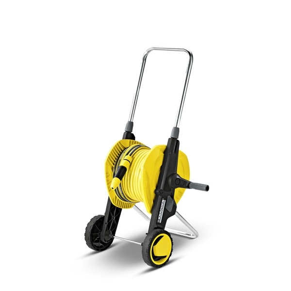 Тележка Karcher HT 3.420 Kit, со шлангом PrimoFlex 1/2, 20 м 2.645-166.0ES-412 Тележка Karcher HT 3.420 Kit, со шлангом PrimoFlex 1/2, 20 м 2.645-166.0ES-412Тележка для шланга Karcher HT 3.420 Kit имеет складную конструкцию и компактные размеры. Колеса позволяют легко обходить препятствия, прокладывая по земле разматываемый длинный шланг, конец которого соединен с водопроводным краном, что облегчает полив растений.Шланг совместим со всеми стандартными системами стыкового соединения.В комплект входят все необходимые для полива аксессуары.К шлангу PrimoFlex 1/2 прилагается: распылитель, наконечник для полива, с функцией Аква Стоп (1,2, 5/8); 3 коннектора (1,2, 5/8); штуцер для присоединения к крану G3/4, G1/2.Длина шланга: 20 м.Размер катушки (в сложенном виде): 44 см х 38 см х 33 см.Высота ручки тележки (максимальная): 35 см.