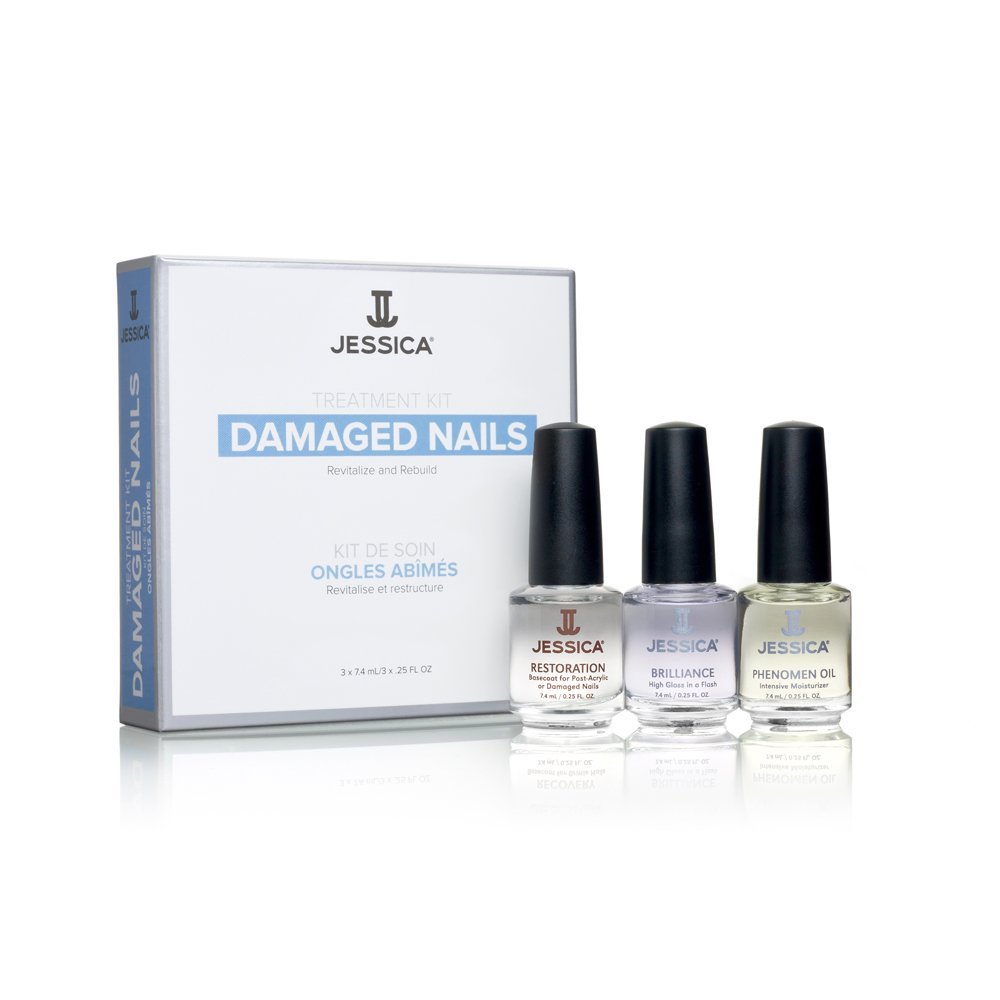 Jessica Набор для поврежденных ногтей Damaged Nail Kit (Mini) (Restoration + Brilliance + Phenomen Oil)C00313 Jessica Набор для поврежденных ногтей Damaged Nail Kit (Mini) (Restoration + Brilliance + Phenomen Oil)C00313Помощь поврежденным ногтям. Результат - длинные, сильные ногти. Шаг за шагом: 1. RESTORATION. Содержт экстракт эхинацеи, интенсивные восстановители. Стимулирует регенерацию поврежденныхили ослабленных и истонченных наращиванием ногтей. Оздоравливает, восстанавливает и улучшаетструктуру и состояние ногтевой пластины. Наносить на чистый сухой ноготь в 2 слоя, тщательно прокрашевая 8-10 раз кисточкой каждый слой (что способствует лучшему высыханию). Запечатать ноготь. 2. BRILLIANCE. Придает непревзойденный стойкий блеск и визуальный объем лаковому покрытию. Способствует более быстрому просушиванию маникюра,усиливает сцепление слоев покрытия и защищаетногти от царапин, сколов, повреждений и выцветания. Нанести на поверхность и торец ногтевой пластины 8-10 мазками. Для обновления маникюра, наносите 1 слой каждые 3-4 дня. 3. PHENOMEN OIL. Средство содержит миндальное, рисовое и заживляющее масло жожоба. Оздоравливает и поддерживает идеальный водный баланс. Обладает смягчающим, питательным, и влагоудерживающим действием. Замедляет рост кутикулы. Способствует росту и эластичности ногтей. Использовать ежедневно, вмассируя круговыми движениями в кутикулу и ногтевые валики, а также на все сухие участки кожи (колени, логти, ступни) по мере необходимости.