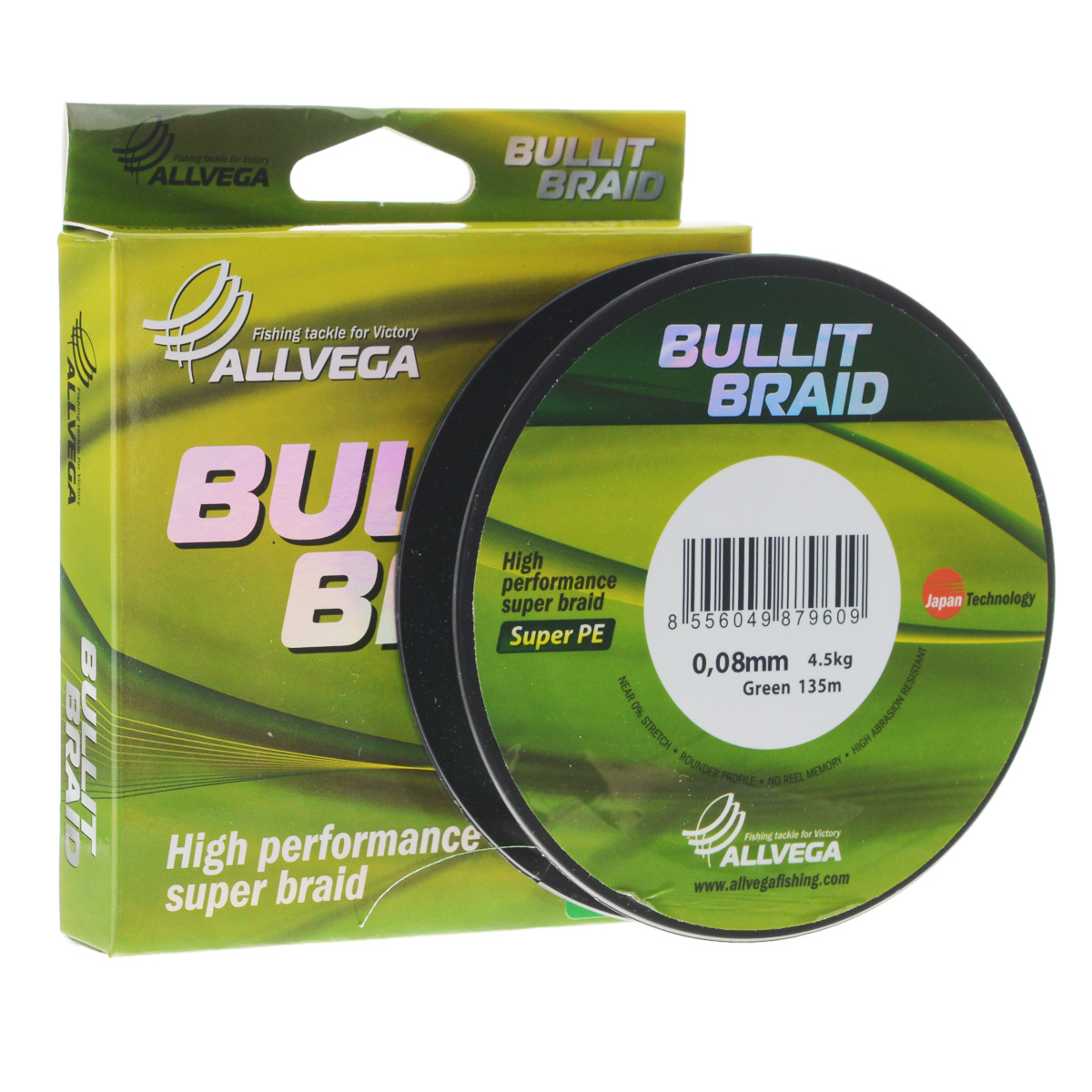 Леска плетеная Allvega Bullit Braid, цвет: темно-зеленый, 135 м, 0,08 мм, 4,5 кг31758 Леска плетеная Allvega Bullit Braid, цвет: темно-зеленый, 135 м, 0,08 мм, 4,5 кг31758Леска Allvega Bullit Braid с гладкой поверхностью и одинаковым сечением по всей длине обладает высокой износостойкостью. Благодаря микроволокнам полиэтилена (Super PE) леска имеет очень плотное плетение и не впитывает воду. Леску Allvega Bullit Braid можно применять в любых типах водоемов. Особенности:- повышенная износостойкость;- высокая чувствительность - коэффициент растяжения близок к нулю;- отсутствует память;- идеально гладкая поверхность позволяет увеличить дальность забросов;- высокая прочность шнура на узлах.