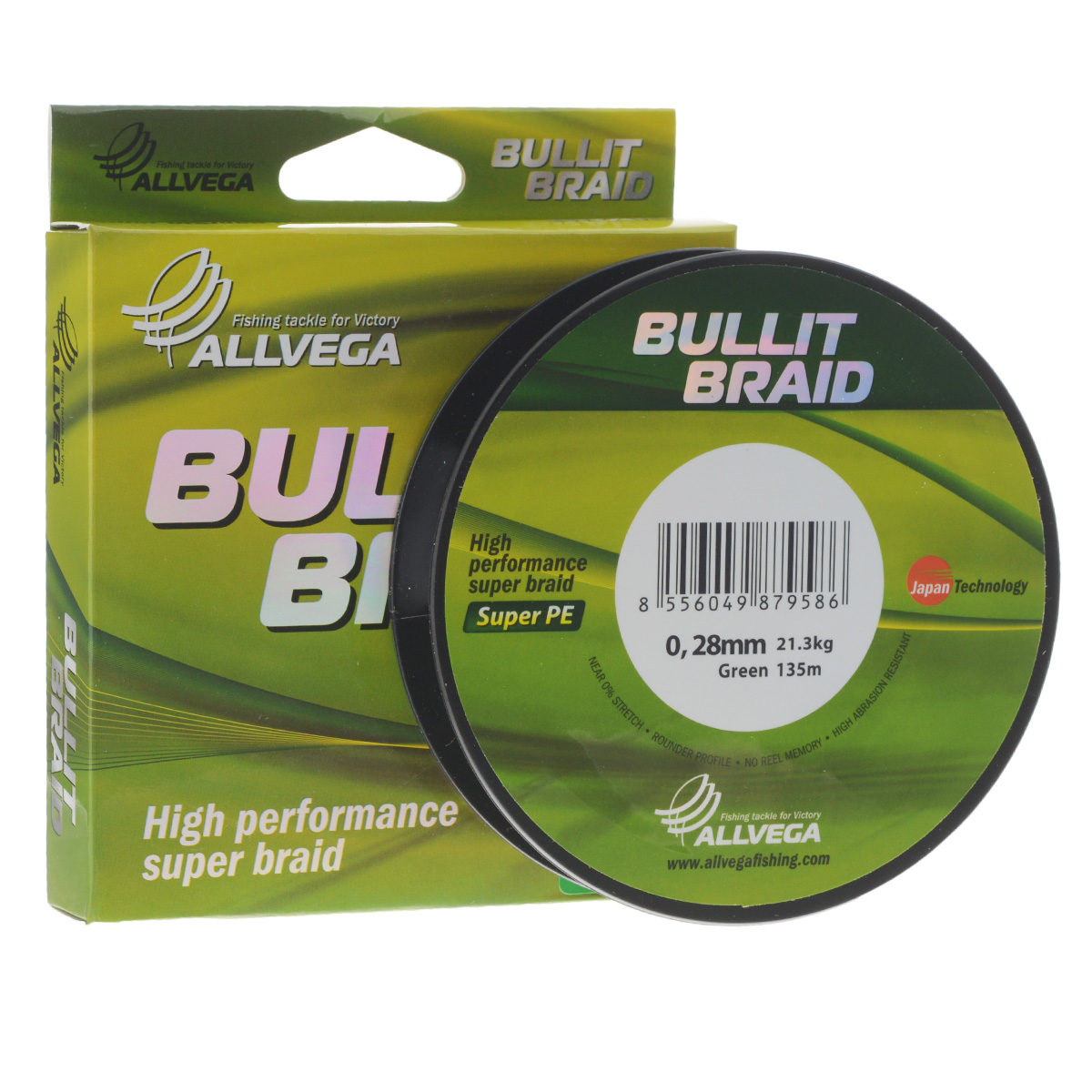 Леска плетеная Allvega Bullit Braid, цвет: темно-зеленый, 135 м, 0,28 мм, 21,3 кг39929 Леска плетеная Allvega Bullit Braid, цвет: темно-зеленый, 135 м, 0,28 мм, 21,3 кг39929Леска Allvega Bullit Braid с гладкой поверхностью и одинаковым сечением по всей длине обладает высокой износостойкостью. Благодаря микроволокнам полиэтилена (Super PE) леска имеет очень плотное плетение и не впитывает воду. Леску Allvega Bullit Braid можно применять в любых типах водоемов. Особенности:- повышенная износостойкость;- высокая чувствительность - коэффициент растяжения близок к нулю;- отсутствует память;- идеально гладкая поверхность позволяет увеличить дальность забросов;- высокая прочность шнура на узлах.
