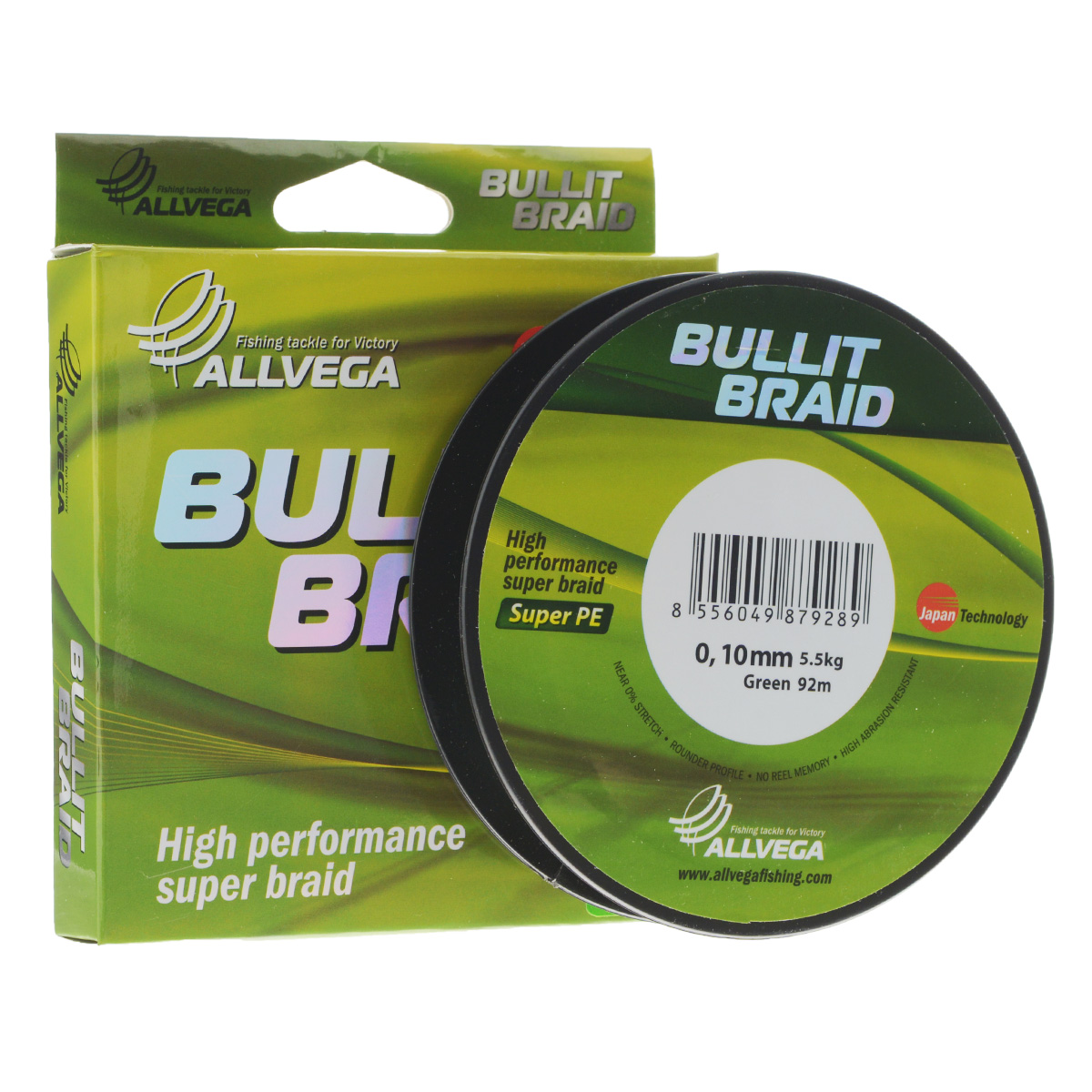 Леска плетеная Allvega Bullit Braid, цвет: темно-зеленый, 92 м, 0,10 мм, 5,5 кг39947 Леска плетеная Allvega Bullit Braid, цвет: темно-зеленый, 92 м, 0,10 мм, 5,5 кг39947Леска Allvega Bullit Braid с гладкой поверхностью и одинаковым сечением по всей длине обладает высокой износостойкостью. Благодаря микроволокнам полиэтилена (Super PE) леска имеет очень плотное плетение и не впитывает воду. Леску Allvega Bullit Braid можно применять в любых типах водоемов. Особенности:- повышенная износостойкость;- высокая чувствительность - коэффициент растяжения близок к нулю;- отсутствует память;- идеально гладкая поверхность позволяет увеличить дальность забросов;- высокая прочность шнура на узлах.