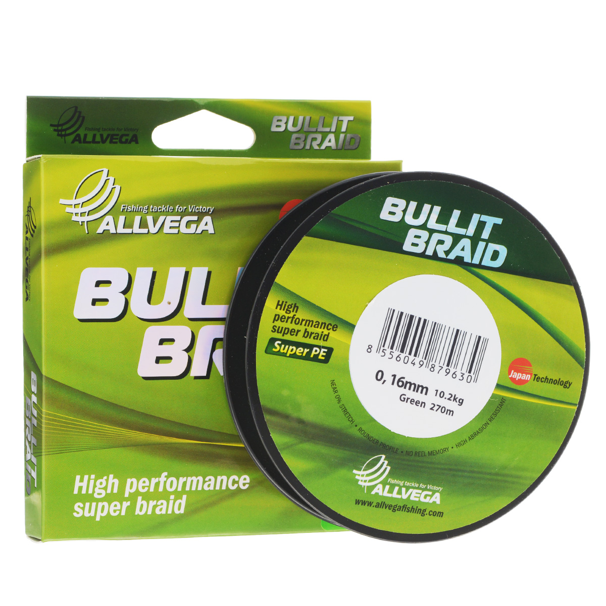 Леска плетеная Allvega Bullit Braid, цвет: темно-зеленый, 270 м, 0,16 мм, 10,2 кг010-01199-23 Леска плетеная Allvega Bullit Braid, цвет: темно-зеленый, 270 м, 0,16 мм, 10,2 кг010-01199-23Леска Allvega Bullit Braid с гладкой поверхностью и одинаковым сечением по всей длине обладает высокой износостойкостью. Благодаря микроволокнам полиэтилена (Super PE) леска имеет очень плотное плетение и не впитывает воду. Леску Allvega Bullit Braid можно применять в любых типах водоемов. Особенности:повышенная износостойкость;высокая чувствительность - коэффициент растяжения близок к нулю;отсутствует память; идеально гладкая поверхность позволяет увеличить дальность забросов; высокая прочность шнура на узлах.
