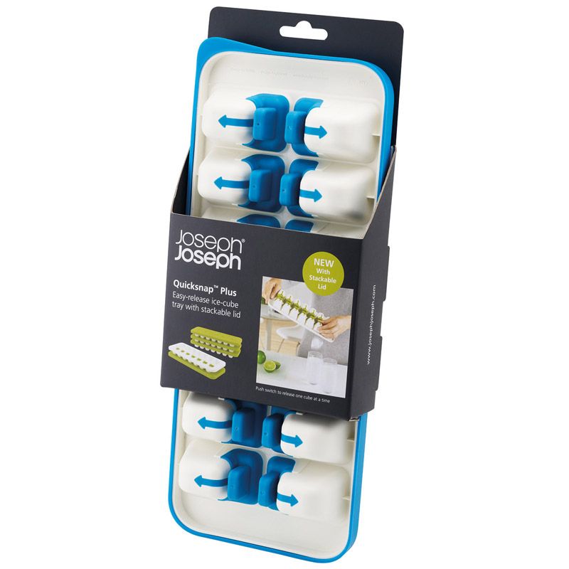 Форма для льда Joseph Joseph Quick Snap Plus с крышкой, цвет: голубой, 14 ячеекVT-1520(SR) Форма для льда Joseph Joseph Quick Snap Plus с крышкой, цвет: голубой, 14 ячеекVT-1520(SR)Форма для льда Joseph Joseph Quick Snap Plus, изготовленная из высококачественного пластика, оснащена крышкой и 14 ячейками для приготовления льда. Иногда из формы для льда сложно достать один конкретный кубик: они либо высыпаются все, либо ни одного. В этой форме каждая ячейка оснащена специальной силиконовой кнопкой, которая позволяет точечно достать отдельные льдинки и отправить их сразу в стакан. Для того чтобы достать кубик льда, нужно просто нажать на кнопочку на дне формы, и лед упадет туда, куда нужно. Герметичная крышка позволяет предотвратить разлив воды и защищает лед от запахов других продуктов в морозильнике.Можно мыть в посудомоечной машине.Размер ячейки: 5 см х 3,5 см х 3 см.
