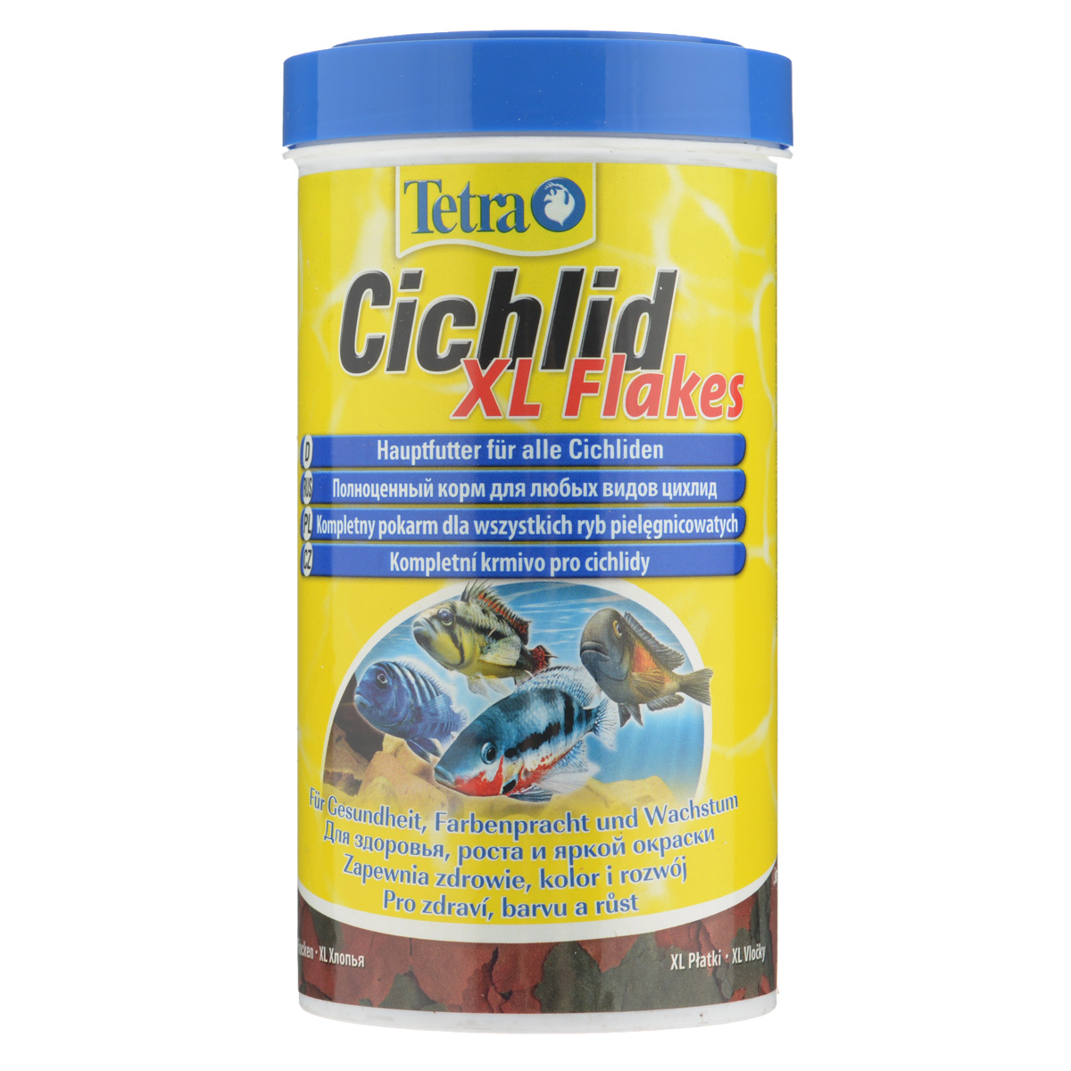 Корм Tetra Cichlid. XL Flakes для всех видов цихлид, крупные хлопья, 500 мл (80 г)0120710 Корм Tetra Cichlid. XL Flakes для всех видов цихлид, крупные хлопья, 500 мл (80 г)0120710Корм Tetra Cichlid. XL Flakes - это биологически сбалансированный корм в виде крупных хлопьев, предназначенный для всех видов цихлид. Формула корма содержит все необходимые белки и специальные аминокислоты. Высокое содержание протеинов и растительных питательных веществ для удовлетворения особых потребностей цихлид, Запатентованная формула BioActive поддерживает здоровую иммунную систему рыб. Рекомендации по кормлению: кормите несколько раз в день маленькими порциями.Состав: рыба и побочные рыбные продукты, зерновые культуры, экстракты растительного белка, дрожжи, моллюски и раки, масла и жиры, сахар, водоросли.Аналитические компоненты:: сырой белок - 48%, сырые масла и жиры - 9%, сырая клетчатка - 2%, влага - 6%.Добавки: витамины, провитамины и химические вещества с аналогичным воздействием, витамин А 15250 МЕ/кг, витамин Д3 955 МЕ/кг. Красители, антиоксиданты.Товар сертифицирован.