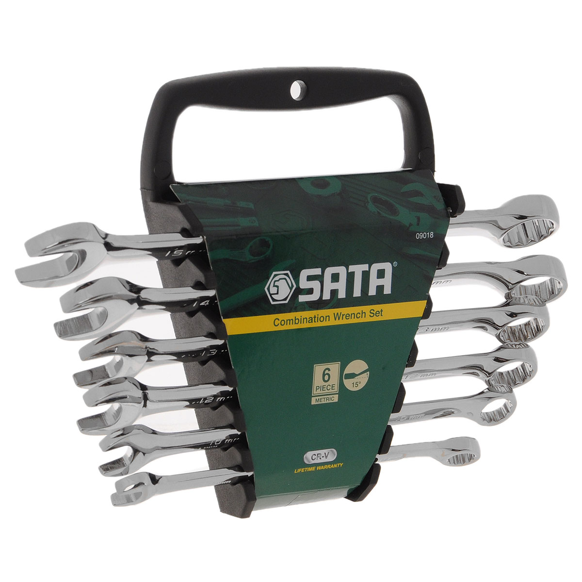 Ключи комбинированные SATA 09018 6 шт13526 Ключи комбинированные SATA 09018 6 шт13526Набор инструментов Sata - это необходимый предмет в каждом доме и автомобиле. Набор прекрасно подойдет для проведения ремонтных работ в домашних условиях. Все инструменты выполнены из высококачественной хромованадиевой стали стали.В состав набора входят метрические комбинированные ключи размером: 8 мм, 10 мм, 12 мм, 13 мм, 14 мм, 15 мм.