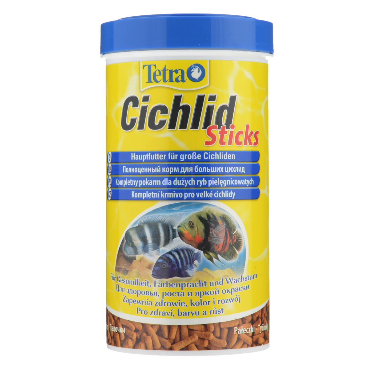 Корм сухой Tetra Cichlid. Sticks для больших цихлид, палочки, 500 мл (160 г)0120710 Корм сухой Tetra Cichlid. Sticks для больших цихлид, палочки, 500 мл (160 г)0120710Корм Tetra Cichlid. Sticks - это биологически сбалансированный корм в виде палочек, предназначенный для больших цихлид. Корм богат белками и другими питательными веществами для удовлетворения пищевых потребностей больших цихлид,Палочки разработаны специально для цихлид, предпочитающих питаться с поверхности воды. Запатентованная формула BioActive поддерживает здоровую иммунную систему рыб. Рекомендации по кормлению: кормите не менее 2-3 раз в день в таком количестве, которое ваши рыбы могут съесть в течение нескольких минут.Состав: рыба и побочные рыбные продукты, растительные продукты, экстракты растительного белка, дрожжи, зерновые культуры, масла и жиры, водоросли, минеральные вещества. Аналитические компоненты: сырой белок - 46%, сырые масла и жиры - 8%, сырая клетчатка - 2%, влага - 6%. Добавки: витамины, провитамины и химические вещества с аналогичным воздействием, витамин А 30480 МЕ/кг, витамин Д3 1900 МЕ/кг. Комбинации элементов: Е5 Марганец 69 мг/кг, Е6 Цинк 41 мг/кг, Е1 Железо 27 мг/кг, Е3 Кобальт 0,5 мг/кг. Красители, антиоксиданты.Товар сертифицирован.