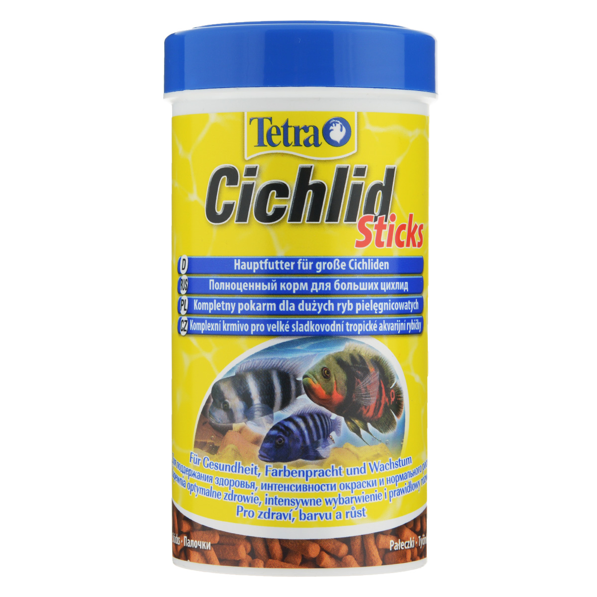 Корм сухой Tetra Cichlid. Sticks для больших цихлид, палочки, 250 мл (75 г)0120710 Корм сухой Tetra Cichlid. Sticks для больших цихлид, палочки, 250 мл (75 г)0120710Корм Tetra Cichlid. Sticks - это биологически сбалансированный корм в виде палочек, предназначенный для больших цихлид. Корм богат белками и другими питательными веществами для удовлетворения пищевых потребностей больших цихлид,Палочки разработаны специально для цихлид, предпочитающих питаться с поверхности воды. Запатентованная формула BioActive поддерживает здоровую иммунную систему рыб. Рекомендации по кормлению: кормите не менее 2-3 раз в день в таком количестве, которое ваши рыбы могут съесть в течение нескольких минут.Состав: рыба и побочные рыбные продукты, растительные продукты, экстракты растительного белка, дрожжи, зерновые культуры, масла и жиры, водоросли, минеральные вещества. Аналитические компоненты: сырой белок - 46%, сырые масла и жиры - 8%, сырая клетчатка - 2%, влага - 6%. Добавки: витамины, провитамины и химические вещества с аналогичным воздействием, витамин А 30480 МЕ/кг, витамин Д3 1900 МЕ/кг. Комбинации элементов: Е5 Марганец 69 мг/кг, Е6 Цинк 41 мг/кг, Е1 Железо 27 мг/кг, Е3 Кобальт 0,5 мг/кг. Красители, антиоксиданты.Товар сертифицирован.