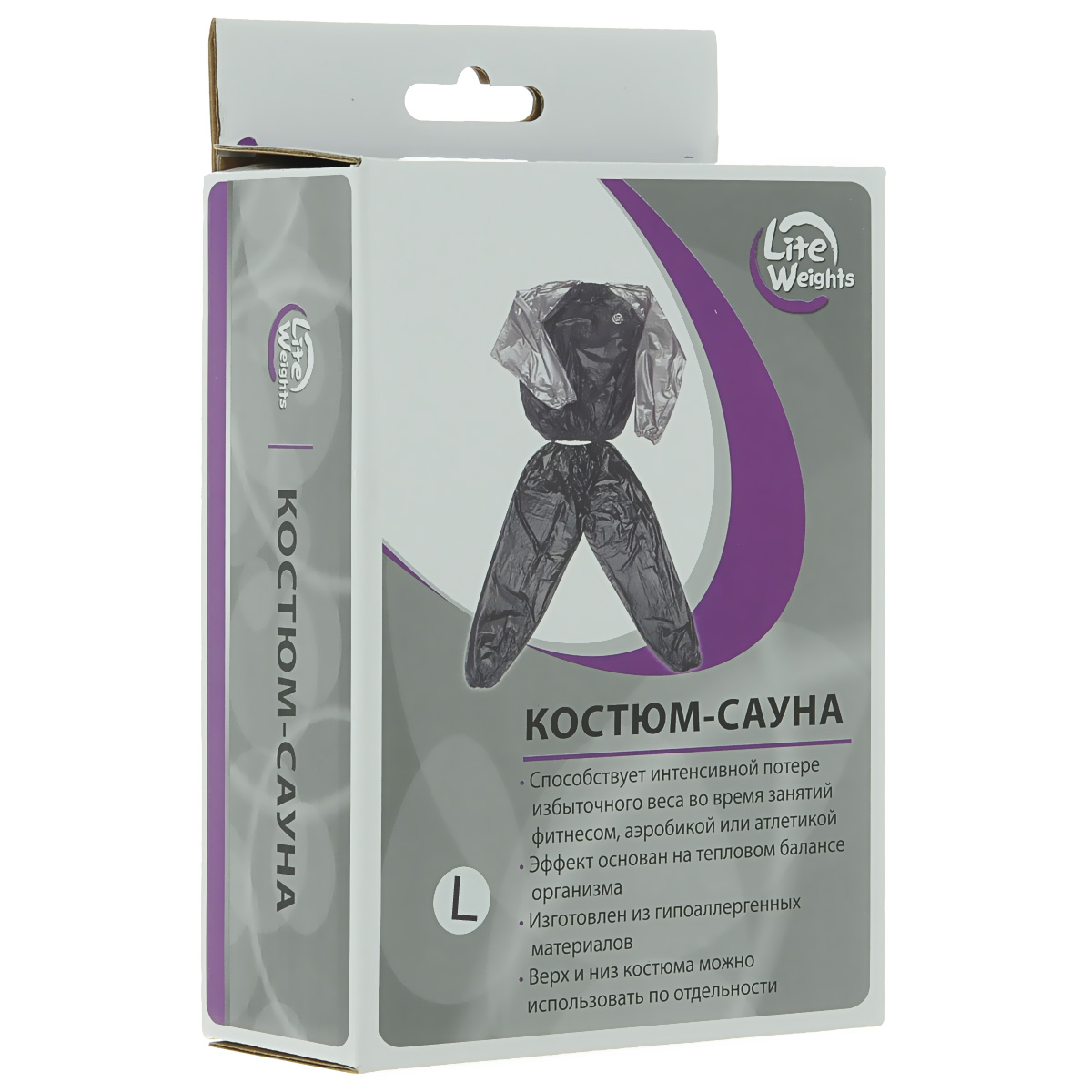 Костюм-сауна Lite Weights, цвет: черный, серый. Размер LХот Шейперс Костюм-сауна Lite Weights, цвет: черный, серый. Размер LХот ШейперсКостюм-сауна Lite Weights способствует интенсивной потере избыточного веса во время занятий фитнесом, аэробикой или атлетикой. Эффект основан на тепловом балансе организма. Костюм выполнен из гипоаллергенных материалов. При использовании этого костюма у вас пропадает лишний вес, калории сжигаются в несколько раз быстрее, чем во время обычных физических нагрузок, а вы выглядите с каждым днем все более привлекательно.Преимущества костюма-сауны 5601SA:Способствует интенсивной потере избыточного веса во время занятий фитнесом, аэробикой или атлетикойЭффект основан на тепловом балансе организмаИзготовлен из гипоаллергенных материаловВерхняя и нижняя части костюма могут применяться как вместе, так и по отдельностиПодходит как для мужчин, так и для женщин.Толщина материала: 0,1 мм.Длина куртки: 68 см.Ширина куртки: 65 см.Длина рукавов куртки: 78 см.Диаметр рукавов куртки: 17,5 см.Диаметр воротниковой зоны куртки: 35 см.Длина брюк: 112 см.Обхват талии брюк: 61 см.Обхват брюк в районе щиколотки: 20,5 см.
