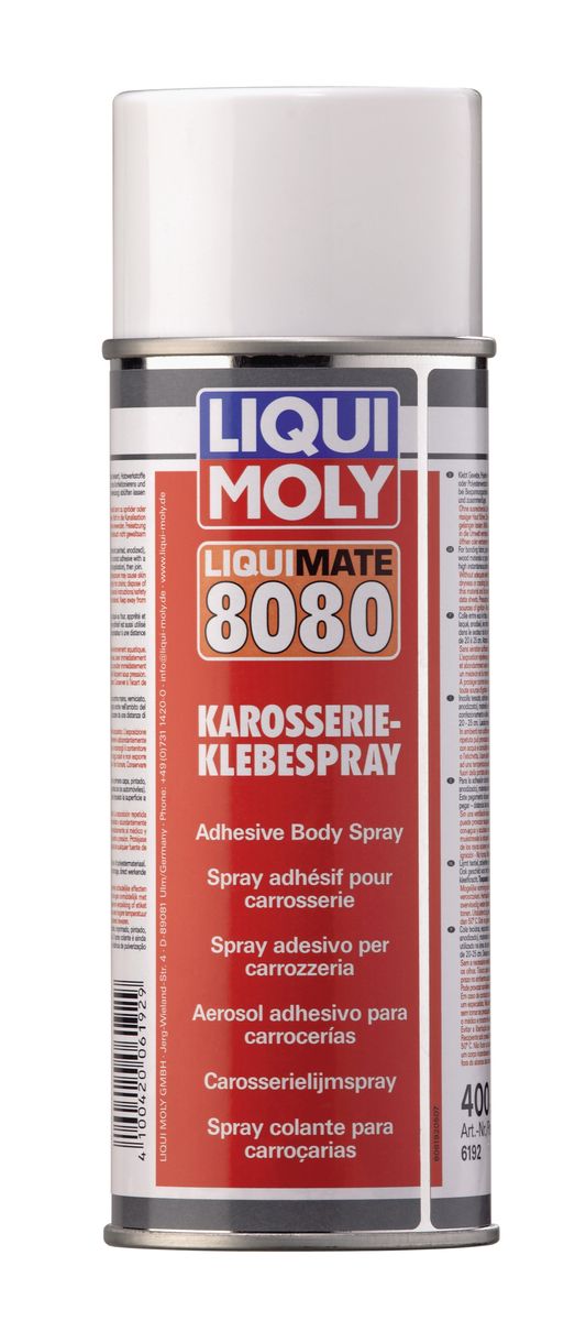 Клей для автомобильных облицовок Liqui Moly, 400 млK100 Клей для автомобильных облицовок Liqui Moly, 400 млK100Клей для автомобильных облицовок Liqui Moly - профессиональный быстродействующий аэрозольный клей на основе бутадиен-стирольного каучука (SBR). Предназначен для приклеивания обивок из тканых материалов, всех видов кожи, замши, поролона, резины и микрофибры к металлическим, деревянным, пластиковым и тканевым основам. Обладает невероятной быстротой и высокой прочностью склеивания, стойкостью к воде и нагреву. Удобен в использовании, изменением угла поворота распылительной головки меняется факел распыла. Состав: метилацетат, циклогексан, дистилляты нефти, пропеллент пропан-бутан. Товар сертифицирован.