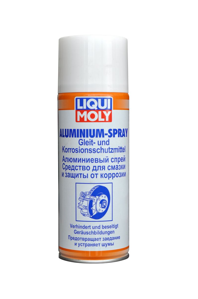 Алюминиевый спрей Liqui Moly, 400 млS03301004 Алюминиевый спрей Liqui Moly, 400 млS03301004Алюминиевый спрей Liqui Moly представляет собой аэрозоль серебристого цвета на основе алюминия. Подходит как смазочное и разделяющее средство для деталей, поврежденных термическими нагрузками. Свойства: - защищает металлические конструктивные элементы от коррозии; - обладает высокой температурной стойкостью;- отлично держится на поверхности;- устойчив к вымыванию горячей и холодной водой, к соли;- предотвращает рывки и вибрации;- выдерживает высокие давления;- обеспечивает отличные смазывающие и разделяющие свойства;- защищает от холодного сваривания;- предотвращает и устраняет скрипы при торможении;- подходит для универсального использования.Использование спрея Liqui Moly значительно облегчает разборку конструктивных элементов, работающих в условиях высоких температур и снижает риск их поломки. Серебристый цвет смазки позволяет оставаться ей малозаметной на большинстве металлических деталей. Состав: углеводороды, пентан, тяжелый лигроин, растворитель нафта (ароматическая легкая), минеральное масло, загуститель-литиевый комплекс, алюминий, графит, присадки, ноу-хау компании, пропеллент: пропан, бутан. Товар сертифицирован.