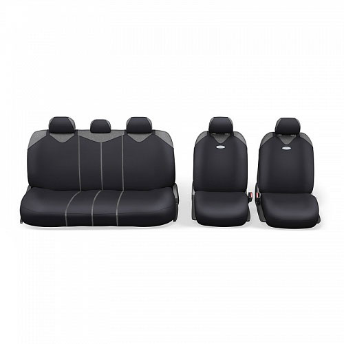 Чехлы-майки Autoprofi R1 - Sport Plus Zippers, цвет: черный, 9 предметовАксион Т-33 Чехлы-майки Autoprofi R1 - Sport Plus Zippers, цвет: черный, 9 предметовАксион Т-33Чехлы-майки Autoprofi R1 - Sport Plus Zippers выполнены в спортивном стиле, который придает салону яркие и динамичные черты. Широкая гамма расцветок чехлов позволяет подобрать их к любому автомобильному интерьеру. Эластичный полиэстер изделий плотно облегает поверхность кресел, не выцветает на солнце и не электризуется. В креслах заднего ряда расположено 6 молний.Модель авточехлов-маек оснащена полностью закрытой нижней частью сидений, которая делает чехлы более практичными и износостойкими. Форма чехлов в виде маек позволяет легко и быстро надевать их на кресла любого типа, не прибегая к демонтажу подголовников и подлокотников.Комплектация: 2 чехла кресел переднего ряда, 1 спинка заднего ряда, 1 сиденье заднего ряда, 5 подголовников.Толщина поролона: 2 мм.