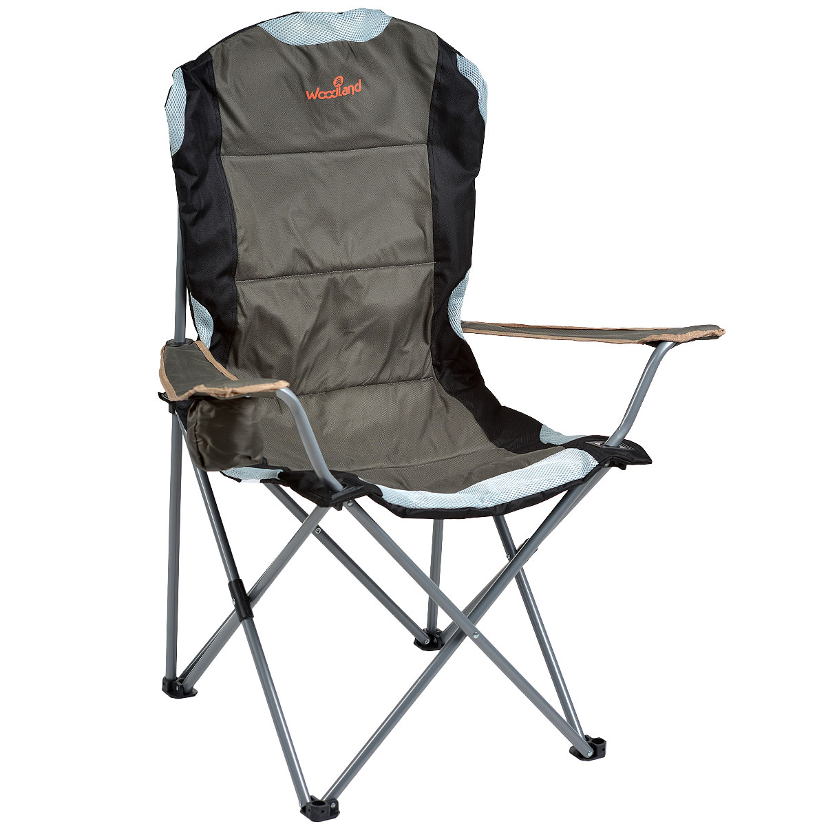 Кресло складное Woodland Deluxe, 63 см x 63 см x 110 см09840-20.000.00 Кресло складное Woodland Deluxe, 63 см x 63 см x 110 см09840-20.000.00Складное кресло Woodland Deluxe предназначено для создания комфортных условий в туристических походах, охоте, рыбалке и кемпинге.Особенности:Компактная складная конструкция.Прочный стальной каркас с покрытием, диаметр 18 мм.Удобные подлокотники с отделением для напитка.Водоотталкивающее ПВХ покрытие ткани Oxford 600D.В комплекте чехол для перевозки.