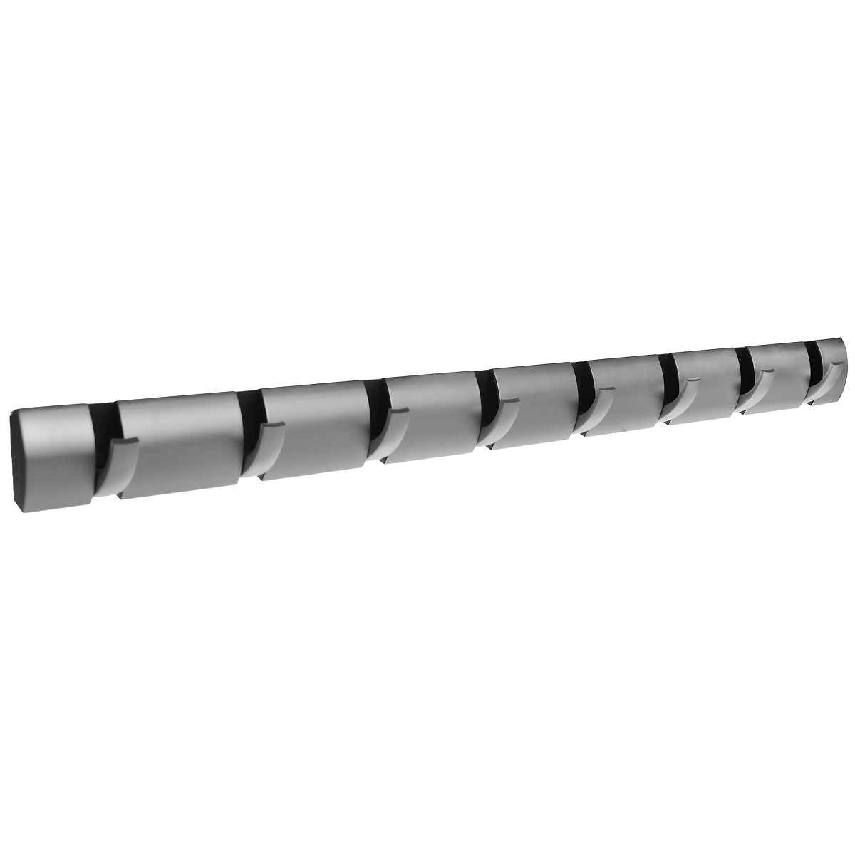 Вешалка настенная Umbra Flip, цвет: стальной, 8 крючков. 31885910503 Вешалка настенная Umbra Flip, цвет: стальной, 8 крючков. 31885910503Стильная и прочная вешалка Umbra Flip интересной формы и оригинального дизайна изготовлена из прочного пластика и металла. Имеет 8 откидных крючков из никеля: когда они не используются, то складываются, превращая конструкцию в абсолютно гладкую поверхность. Вешалка Umbra Flip идеально подходит для маленьких прихожих и ограниченных пространств. Каждый крючок выдерживает вес до 2,3 кг. Размер вешалки: 82 см х 6 см х 3 см.