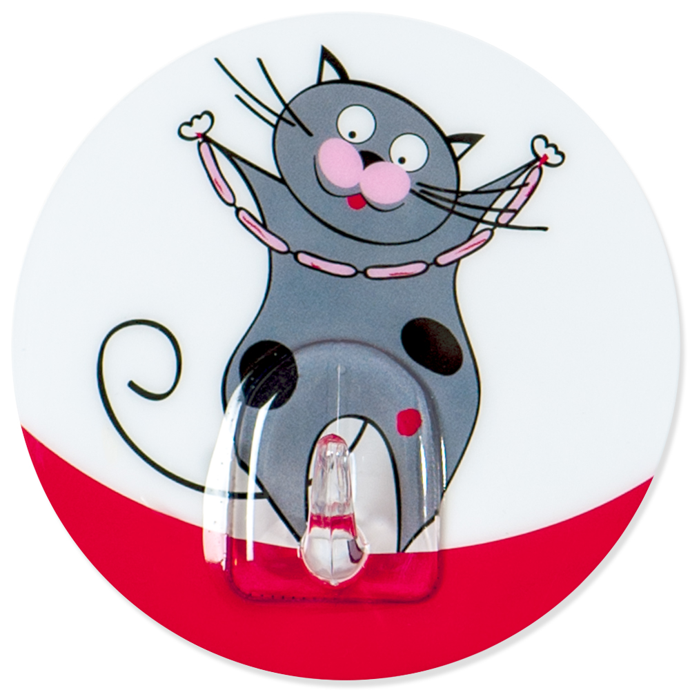 Крючок адгезивный Tatkraft Funny cats. 18228531-105 Крючок адгезивный Tatkraft Funny cats. 18228531-105Крючок адгезивный Tatkraft Funny cats изготовлен из пластика и декорирован изображением кота. Крючок может быть установлен только на ровной воздухонепроницаемой поверхности: плитка, стекло, пластик, металл, ламинированное дерево и другие. Крючок является многоразовым, что позволяет перевесить его в любое удобное место. Крючок Tatkraft Funny cats имеет авторский дизайн, который украсит любой интерьер. Диаметр: 8 см. Длина крючка: 1,5 см.Максимальный вес: 3 кг.