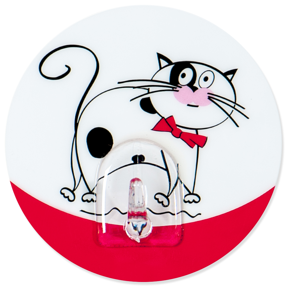 Крючок адгезивный Tatkraft Funny cats. 18242RG-D31S Крючок адгезивный Tatkraft Funny cats. 18242RG-D31SКрючок адгезивный Tatkraft Funny cats изготовлен из пластика и декорирован изображением кота. Крючок может быть установлен только на ровной воздухонепроницаемой поверхности: плитка, стекло, пластик, металл, ламинированное дерево и другие. Крючок является многоразовым, что позволяет перевесить его в любое удобное место. Крючок Tatkraft Funny cats имеет авторский дизайн, который украсит любой интерьер. Диаметр: 8 см. Длина крючка: 1,5 см.Максимальный вес: 3 кг.