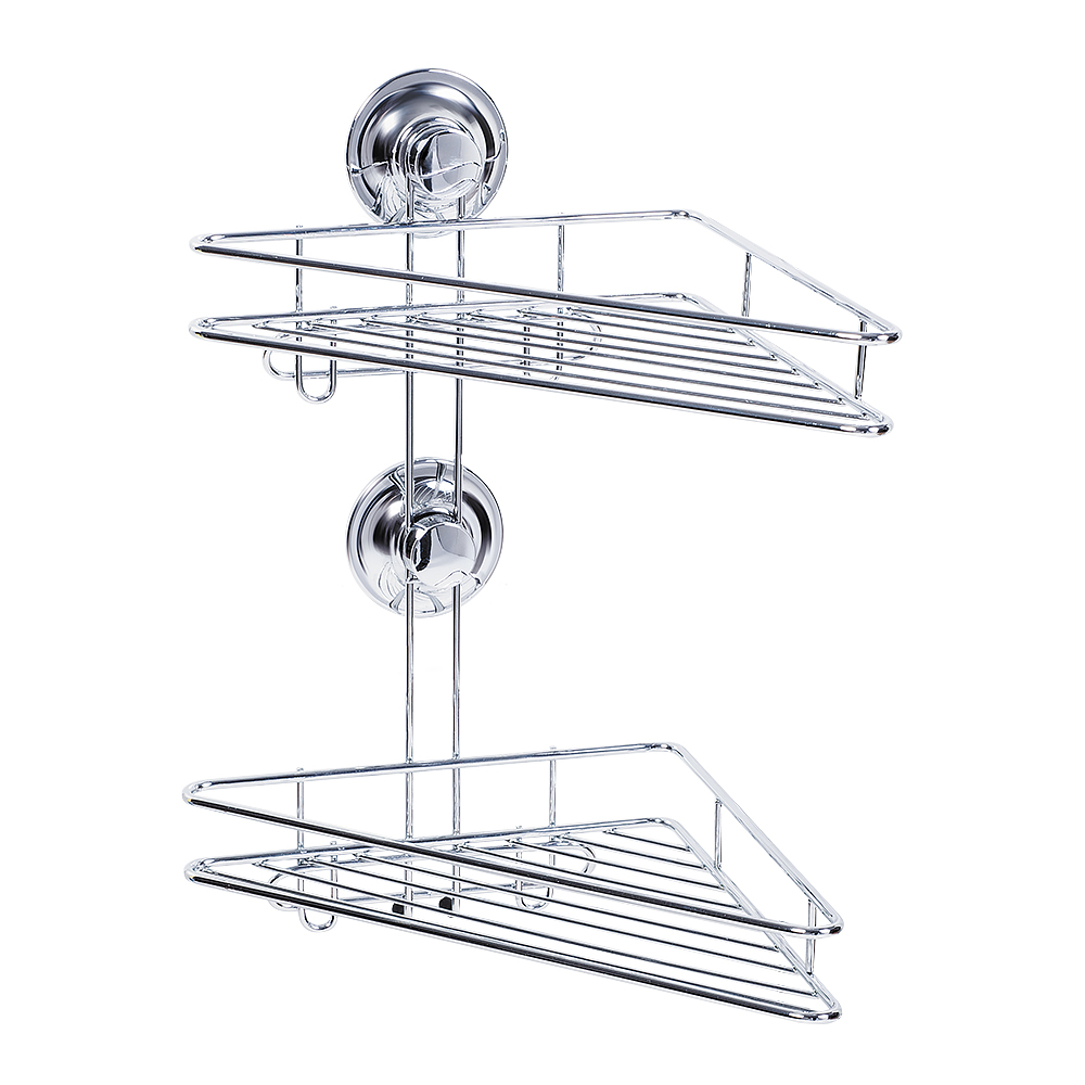 Полка двухъярусная Tatkraft Ring Lock, угловая, высота 36 см391602 Полка двухъярусная Tatkraft Ring Lock, угловая, высота 36 см391602Угловая полка Tatkraft Ring Lock имеет два яруса и крепится к стене при помощи силиконового кольца Magic Ring. Влагостойкое кольцо крепко держит полку на ровных и не ровных (1-2 мм), воздухонепроницаемых поверхностях: стекло, глазурованная плитка, металл, пластик.Теперь, чтобы прикрепить полку к стене, не нужно делать лишних дырок.Размер полочек: 30 см х 16 см х 3,5 см.Высота полки: 36 см.Диаметр крепления: 6 см.