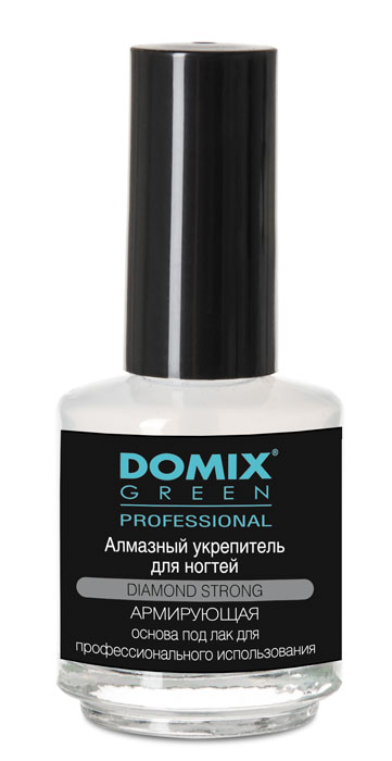 Domix Green Professional Алмазный укрепитель для ногтей, 17 мл1092018 Domix Green Professional Алмазный укрепитель для ногтей, 17 мл1092018Domix Алмазный укрепитель для ногтей 17мл. Средство выравнивает поверхность ногтевой пластины, предупреждает изменение цвета ногтей. Создает прочную подложку под лак, предохраняет покрытие от растрескивания. Имплантированная в состав алмазная пудра образует на поверхности ногтей армирующую сетку, которая укрепляет и надежно защищает покрытые лаком ногти.