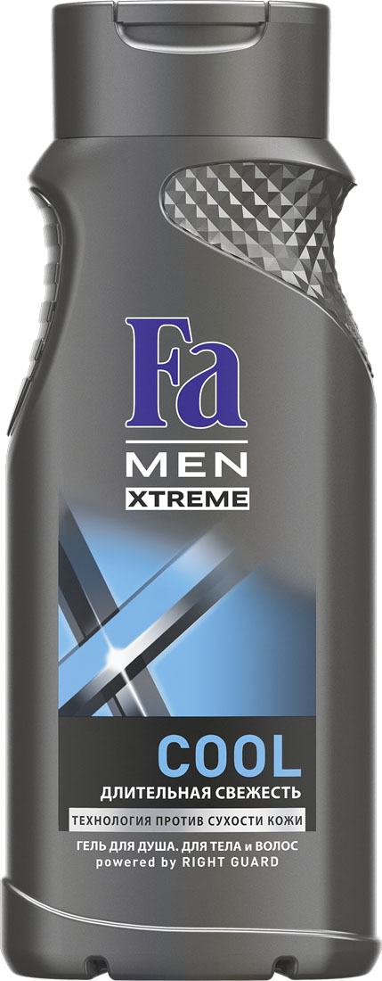 FA MEN Xtreme Гель для душа Cool, 250 млFS-00897 FA MEN Xtreme Гель для душа Cool, 250 млFS-00897Испытай заряд свежести Fa MEN COOL для продолжительногоощущения чистой и обновленной кожи.Инновационная технология Против Сухости Кожи придает свежесть и увлажняет кожу, предотвращая ощущение сухости.Подходит для тела и волос.Дезодорирующий эффектЛегкий свежий аромат для большей уверенности в себе.Хорошая переносимость кожей подтверждена дерматологами. Также откройте для себя антиперспиранты Fa MEN Xtreme для непревзойденной защиты 72ч.