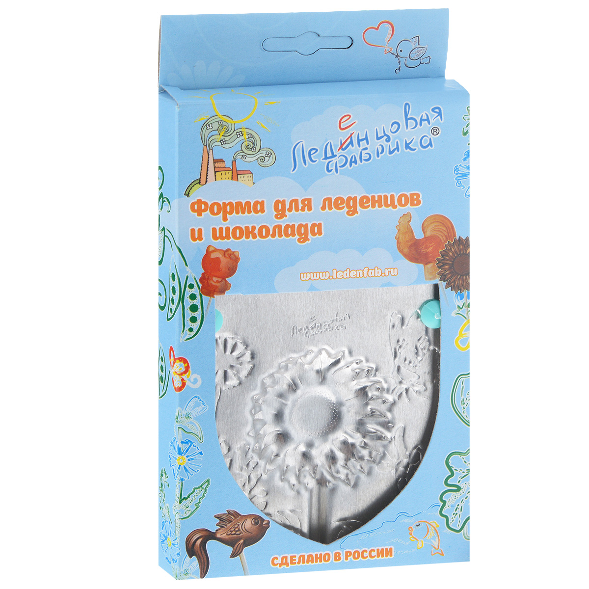 Форма для леденцов Подсолнух, 9,5 х 9,5 см54 009312 Форма для леденцов Подсолнух, 9,5 х 9,5 см54 009312С помощью формы Подсолнух вы сможете сделать разнообразные леденцы и шоколадки своими руками, используя натуральные продукты: сахар, воду, сок и готовый шоколад. Изделие выполнено из пищевого алюминия. Форма удобна в использовании и оснащена пластиковыми ножками. В комплект входят 10 палочек для леденцов, выполненных из бамбука и инструкция по применению. Детская тематика формочек направлена на воспитание в детях доброго отношения к окружающему миру. Размер формы: 9,5 см х 9,5 см. Диаметр готового леденца: 4,5 см. Длина палочки: 15 см.