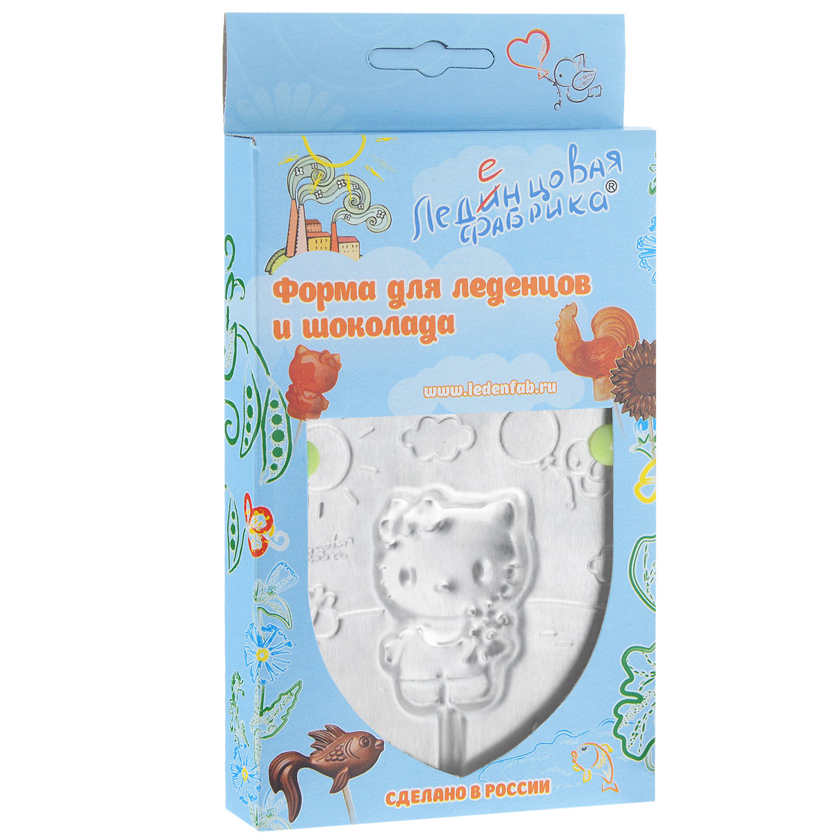 Форма для леденцов Кошечка Китти, 9,5 см х 9,5 см54 009312 Форма для леденцов Кошечка Китти, 9,5 см х 9,5 см54 009312С помощью формы Кошечка Китти вы сможете сделать разнообразные леденцы и шоколадки своими руками, используя натуральные продукты: сахар, воду, сок и готовый шоколад. Изделие выполнено из пищевого алюминия. Форма удобна в использовании и оснащена пластиковыми ножками. В комплект входят 10 палочек для леденцов, выполненных из бамбука и инструкция по применению. Детская тематика формочек направлена на воспитание в детях доброго отношения к окружающему миру. Размер формы: 9,5 см х 9,5 см х 0,7 см. Размер готового леденца: 3,5 см х 5 см х 0,6 см. Длина палочки: 15 см.Уважаемые клиенты, обращаем ваше внимание на возможное изменение дизайна упаковки.