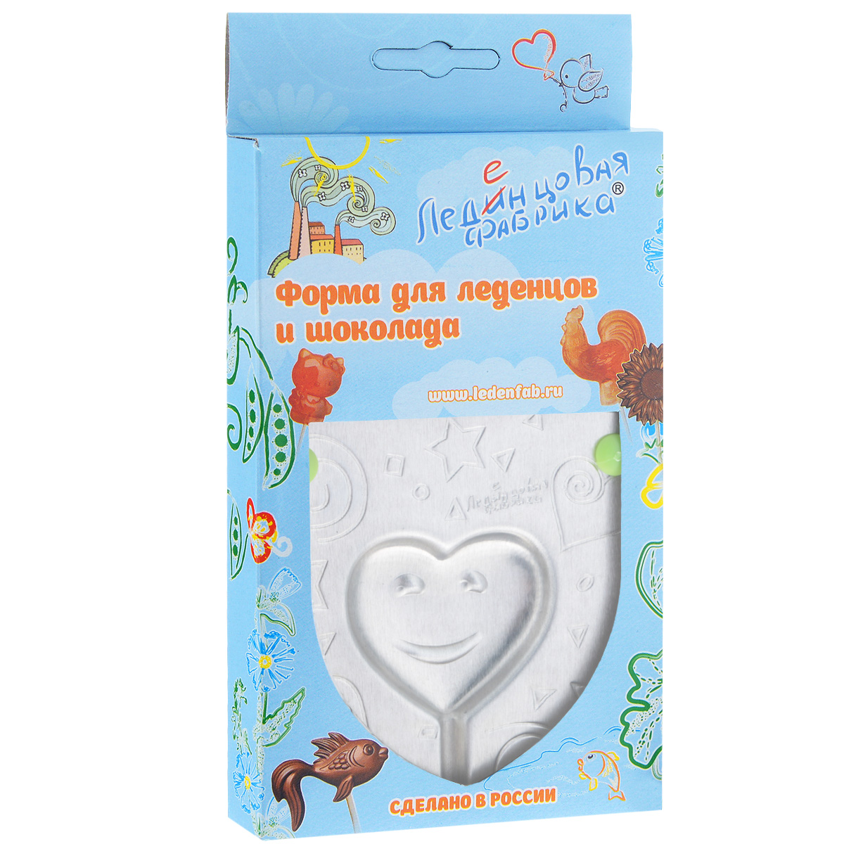 Форма для леденцов Сердечко, 9,5 см х 9,5 см54 009312 Форма для леденцов Сердечко, 9,5 см х 9,5 см54 009312С помощью формы Сердечко вы сможете сделать разнообразные леденцы и шоколадки своими руками, используя натуральные продукты: сахар, воду, сок и готовый шоколад. Изделие выполнено из пищевого алюминия. Форма удобна в использовании и оснащена пластиковыми ножками. В комплект входят 10 палочек для леденцов, выполненных из бамбука и инструкция по применению. Детская тематика формочек направлена на воспитание в детях доброго отношения к окружающему миру. Размер формы: 9,5 см х 9,5 см х 0,7 см. Размер готового леденца: 4,7 см х 4,3 см х 0,6 см. Длина палочки: 15 см. Уважаемые клиенты! Обращаем ваше внимание на возможные изменения в дизайне упаковки. Качественные характеристики товара остаются неизменными. Поставка осуществляется в зависимости от наличия на складе.