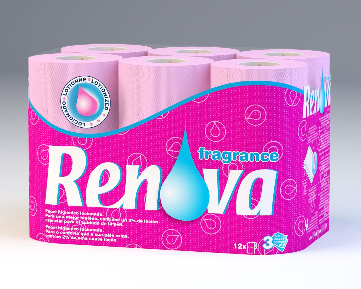 Туалетная бумага Renova Fragrance, трехслойная, ароматизированная, цвет: розовый, 12 рулоновNN-604-LS-BU Туалетная бумага Renova Fragrance, трехслойная, ароматизированная, цвет: розовый, 12 рулоновNN-604-LS-BUТуалетная бумага Renova Fragrance изготовлена по новейшей технологии из 100% ароматизированной целлюлозы с лосьоном, благодаря чему она имеет тонкий аромат, очень мягкая, нежная, но в тоже время прочная. Туалетная бумага Renova Fragrance объединяет удовольствие чувств и комфорт совершенной гигиены. Состав: 100% ароматизированная целлюлоза. Количество листов: 140 шт.Количество слоев: 3.Размер листа: 11,5 см х 9,5 см.Количество рулонов: 12 шт.Португальская компания Renova является ведущим разработчиком новейших технологий производства, нового стиля и направления на рынке гигиенической продукции. Современный дизайн и высочайшее качество, дерматологический контроль - это то, что выделяет компанию Renova среди других производителей бумажной санитарно-гигиенической продукции.