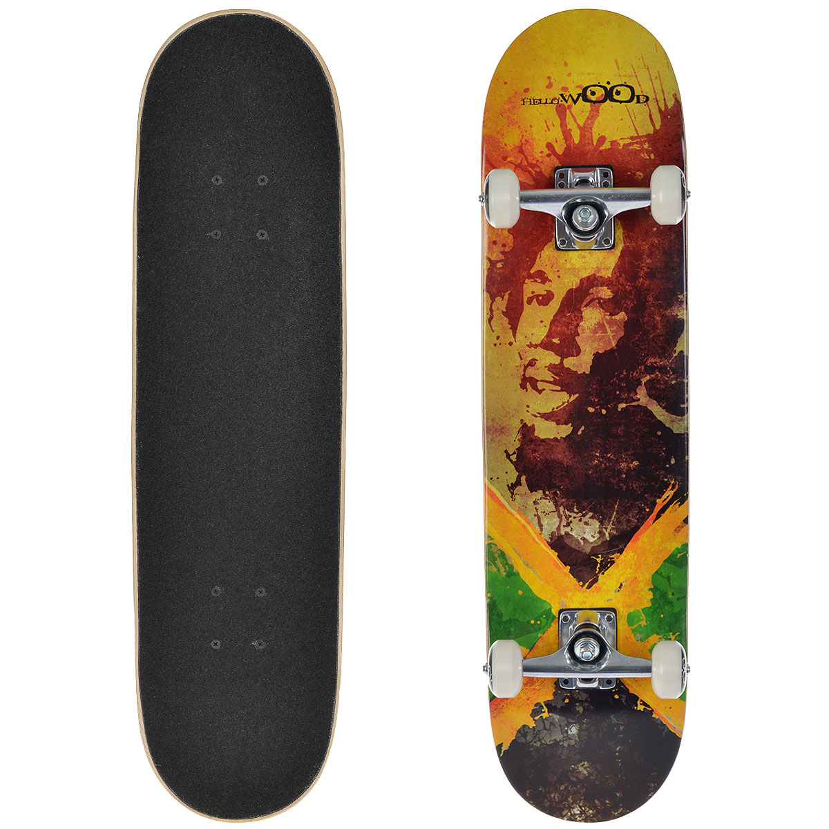 Скейтборд HelloWood Marley, дека 79 см х 20 смZ90 black Скейтборд HelloWood Marley, дека 79 см х 20 смZ90 blackСкейтборд HelloWood Marley - уникальное средство передвижения по городу и отличный способ заявить о себе в скейтпарке. Сочетая в себе компактность, комфорт и отличную управляемость, является отличным способом времяпрепровождения и приобщения к спорту круга лиц всех возрастов. Дека, оснащенная нескользящим покрытием, выполнена из 100% канадского клена, колеса из полиуретана.