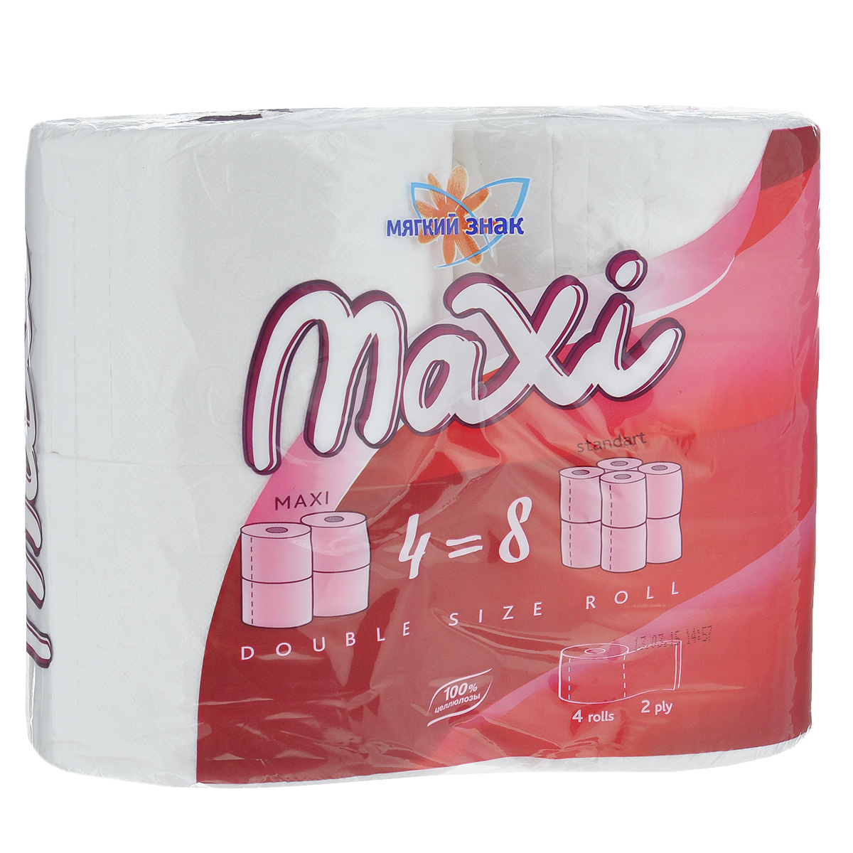 Туалетная бумага Мягкий знак Maxi, двухслойная, цвет: белый, 4 рулона98299571 Туалетная бумага Мягкий знак Maxi, двухслойная, цвет: белый, 4 рулона98299571Туалетная бумага Мягкий знак Maxi, выполненная из натуральной целлюлозы, обеспечивает превосходный комфорт и ощущение чистоты и свежести. Необыкновенно мягкая, но в тоже время прочная, бумага не расслаивается и отрывается строго по линии перфорации. Один рулон туалетной бумаги Мягкий знак Maxi равен двум стандартным рулонам.Количество листов: 320 шт. Количество слоев: 2. Размер листа: 12,5 см х 9,6 см. Состав: 100% целлюлоза.