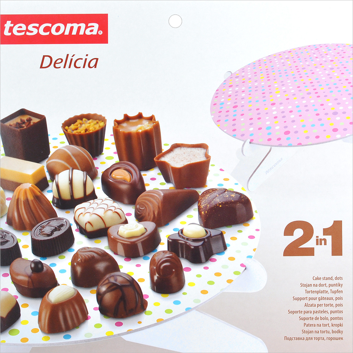 Подставка для торта Tescoma Delicia. Горошек, цвет: розовый, диаметр 28,5 см54 009312 Подставка для торта Tescoma Delicia. Горошек, цвет: розовый, диаметр 28,5 см54 009312Подставка для торта Tescoma Delicia. Горошек идеально подходит для стильной сервировки тортов и десертов. Изготовлена из очень толстого картона, обработанного пластичной смазкой, что сохранит его от влажности. Двухсторонняя печать с красивым принтом в разноцветный горошек придает изделию изысканный внешний вид. Подставка оснащена специальным стендом-ножками, он очень прочный и устойчивый, легко собирается. Подставку можно использовать повторно. Промойте под проточной водой и протрите сухой тканью. Диаметр подставки: 28,5 см.