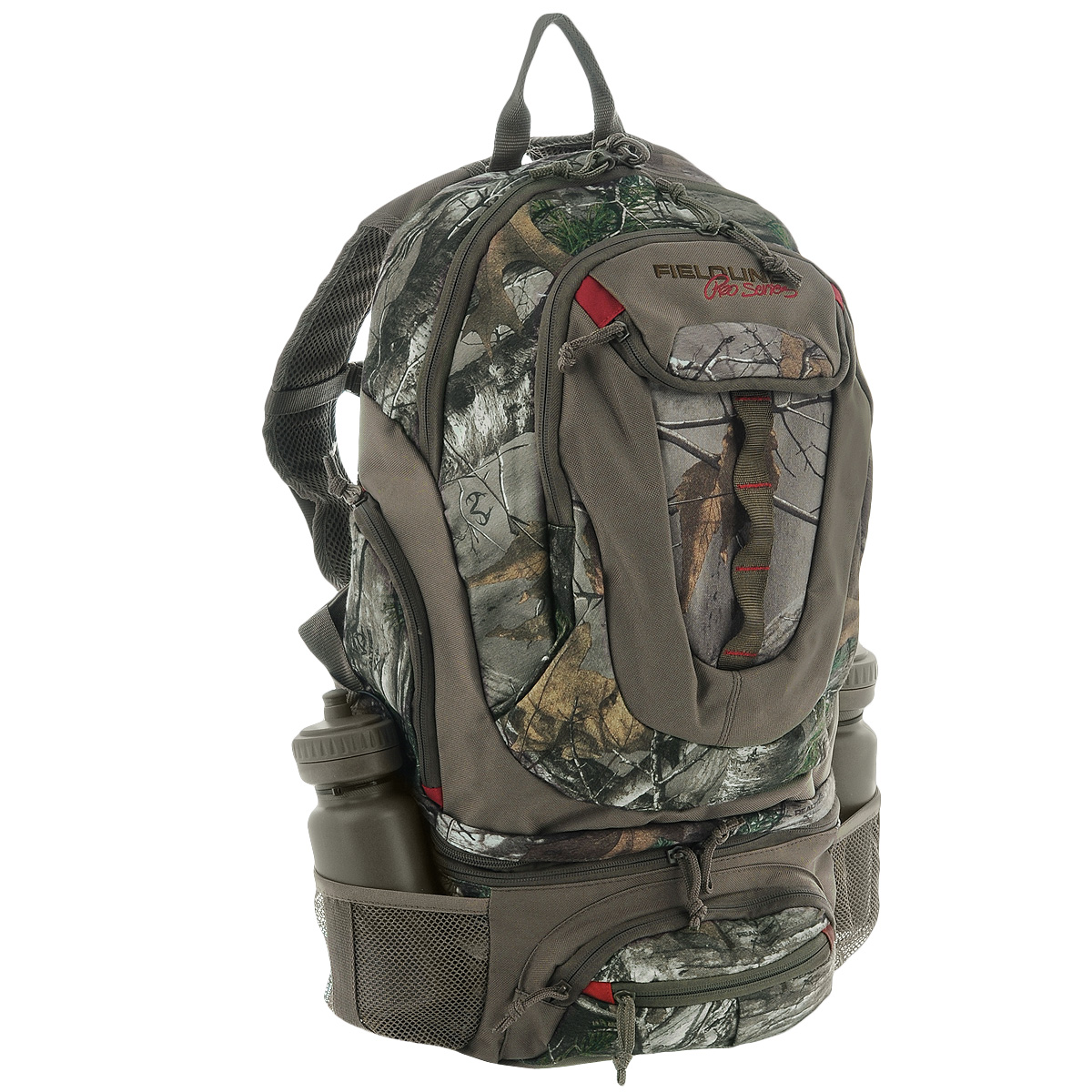 Рюкзак Fieldline Big Game Backpack540100004 Рюкзак Fieldline Big Game Backpack540100004Охотничий рюкзак Fieldline Big Game Backpack для сложных маршрутов, выполненный из прочной, малошуршащей ткани. Регулируемая подвесная система с вентилируемой сеткой обеспечивает максимальную циркуляцию воздуха. Рюкзак имеет 1 вместительное отделение на застежке-молнии с 2 бегунками. Спереди имеется 2 кармана на застежке-молнии. По бокам также расположено 2 кармана на застежке-молнии. Нижняя часть рюкзака может быть отсоединена и использована как поясная сумка. Она имеет 1 вместительное отделение на застежке-молнии. Спереди имеется 2 кармана на застежке-молнии. По бокам расположено 2 сетчатых кармана для хранения бутылок с водой (2 бутылки в комплекте).