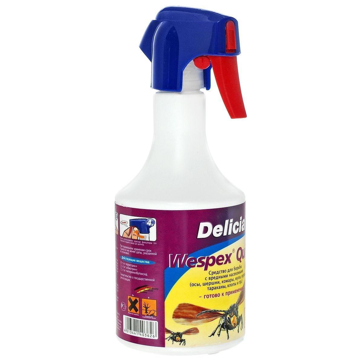 Спрей от насекомых Delicia, 500 млNN-627-LS-R Спрей от насекомых Delicia, 500 млNN-627-LS-RПрофессиональный спрей Delicia от летающих и ползающих насекомых (мух, комаров, мошки, блох, моли, тараканов, клопов, мокриц, муравьев) - универсальное средство борьбы с насекомыми, основанное на новейшей современной разработке формулы действующего вещества. Средство не содержит газ-носитель, практически без запаха и при правильном использовании не представляет опасности человеку и домашним животным. Характеристики: Объем: 500 мл. Артикул: 1305-160.УВАЖАЕМЫЕ КЛИЕНТЫ! Обращаем ваше внимание на возможные изменения в дизайне упаковки. Поставка осуществляется в зависимости от наличия на складе.