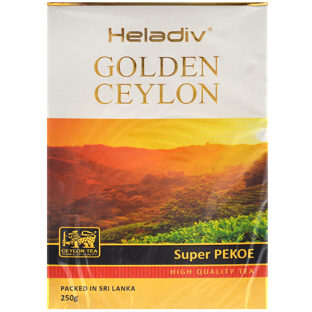 Heladiv Golden Ceylon Super Pekoe черный листовой чай, 250 г0120710 Heladiv Golden Ceylon Super Pekoe черный листовой чай, 250 г0120710Heladiv Golden Ceylon Super Pekoe - эксклюзивный сорт черного чая высшей категории, в состав которого входят только верхние листочки, собранные на элитных плантациях Шри Ланки. Этот крепкий настой с мягким, деликатным вкусом и насыщенным ароматом создает отличный настрой на весь день, заряжает положительными эмоциями.