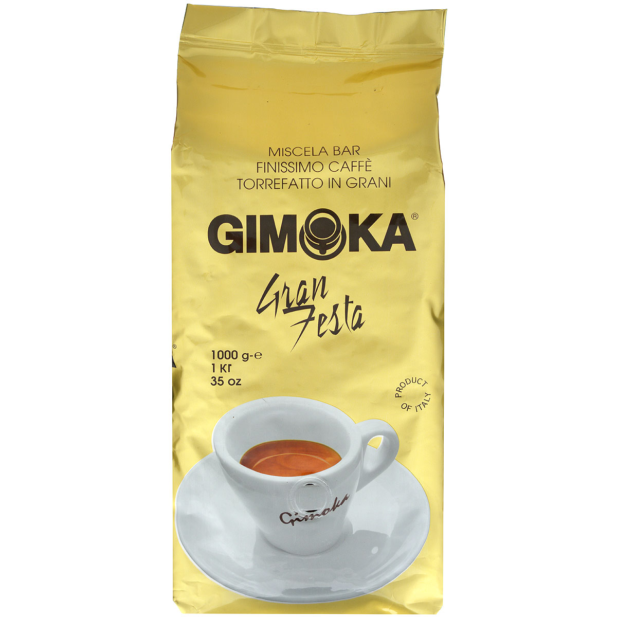 Gimoka Oro Gran Festa кофе в зернах, 1 кг101246 Gimoka Oro Gran Festa кофе в зернах, 1 кг101246Натуральный жареный кофе в зернах Gimoka Oro Gran Festa. Классическая итальянская смесь Арабики и Робусты. Насыщенный плотный аромат средней сладости и крепости. Состав смеси: 85% арабика, 15% робуста.