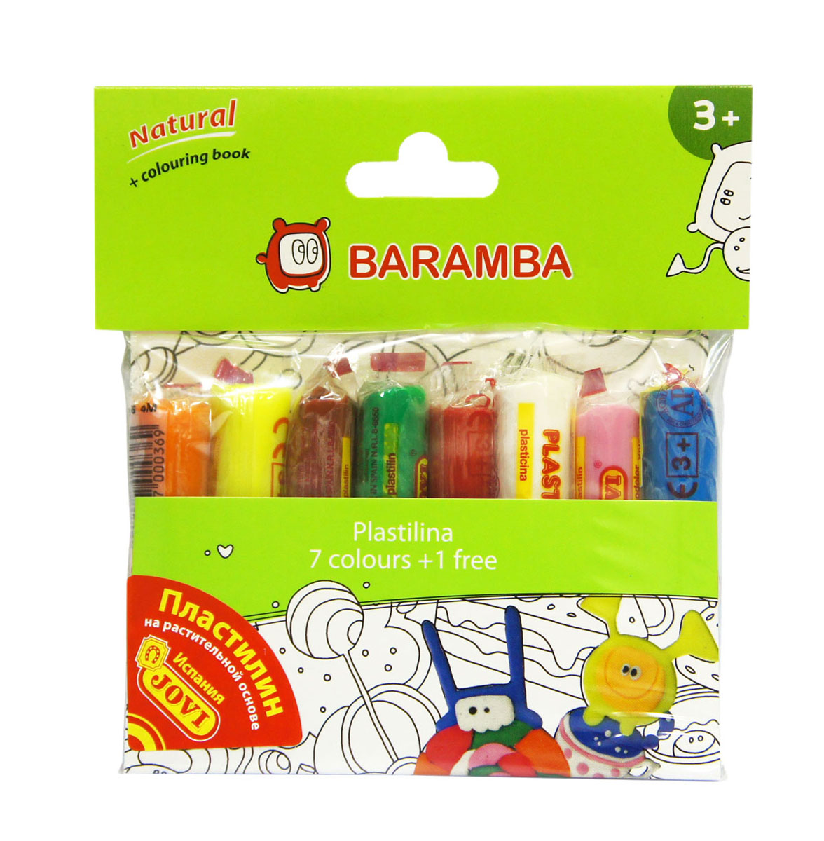 Пластилин Baramba Jovi, флуоресцентный, 7 цветов84398 Пластилин Baramba Jovi, флуоресцентный, 7 цветов84398Пластилин Baramba Jovi - лучший выбор для лепки, он обладает превосходными изобразительными возможностями и поэтому дает простор воображению и самым смелым творческим замыслам. Пластилин, изготовленный на растительной основе, очень мягкий, легко разминается и смешивается, не пачкает руки и не прилипает к рабочей поверхности. Пластилин пригоден для создания аппликаций и поделок, ручной лепки, моделирования на каркасе, пластилиновой живописи - рисовании пластилином по бумаге, картону, дереву или текстилю. Благодаря удобной форме, брусочки пластилина очень удобно держать в руках.В набор входят 7 цветов: ярко-оранжевый, голубой, сиреневый, ярко-розовый, лимонный, розовый, зеленый.