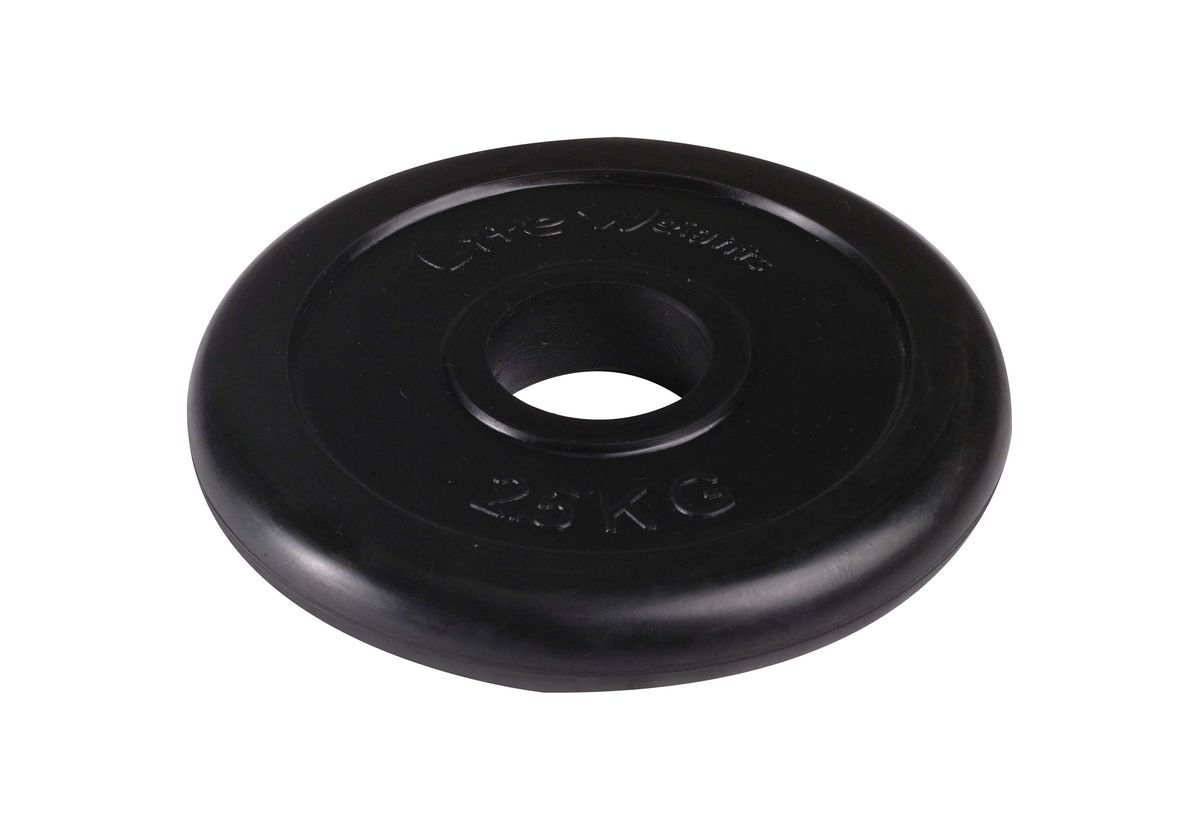 Диск обрезиненный Lite Weights, цвет: черный, диаметр 50 мм, 2,5 кг0003954 Диск обрезиненный Lite Weights, цвет: черный, диаметр 50 мм, 2,5 кг0003954Диск Lite Weights подходит для гантелей и грифов диаметром 50 мм. Изготовлен из обрезиненной стали. Высокое качество обеспечивает безопасность занятий спортом. Для домашних условий чаще всего применяются обрезиненные диски со специальным покрытием, которые не царапают пол и не гремят, привлекая излишнее внимание соседей. При покупке дисков обязательно обращайте внимание на допустимый вес, который может выдержать гриф, с которым вы планируете использовать эти блины!Следует также учитывать, что в процессе производства диска максимально допустимое отклонение веса может составлять +/- 50 гр.Внутренний диаметр: 5 см. Вес: 2,5 кг.