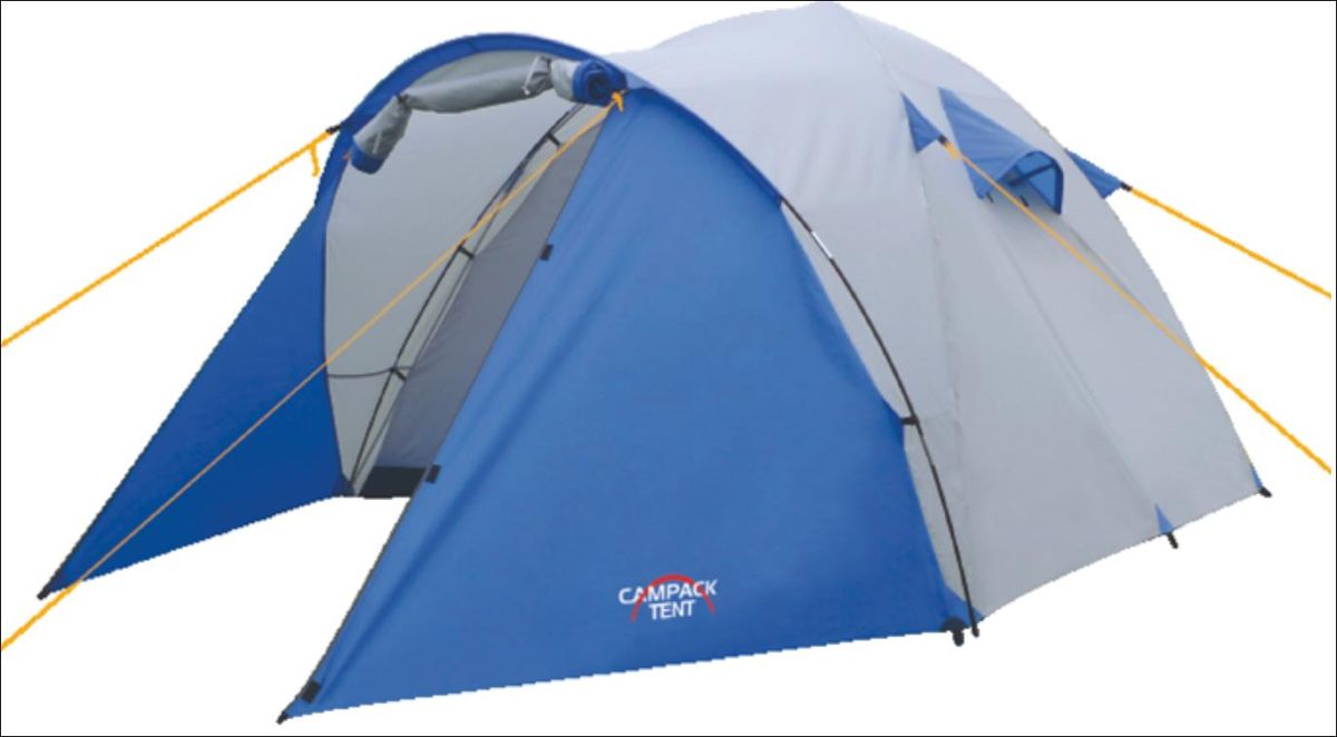 Палатка Campack Tent Storm Explorer 3, цвет: серо-синий25453-303-00 Палатка Campack Tent Storm Explorer 3, цвет: серо-синий25453-303-00Storm Explorer 2 (3, 4) Универсальная палатка для несложных походов и семейного отдыха на природе Конструкция позволяет использовать ее как ранней весной, так и во время осенних выездов, когда погода меняется каждую минуту. Модель Storm имеет два раздельных входа. Основной вход надежно защищен боковыми тентовыми «крыльями», которые предотвращают задувание холодного воздуха, при сильных порывах ветра. • Высокопрочное дно изготовлено из армированного полиэтилена, не пропускает влагу и устойчиво к истиранию. • Каркас, изготовленный из фибергласса, обеспечивает надежность и устойчивость. • Палатка оснащена увеличенными вентиляционными окнами, клапаном от косого дождя и двухслойным входом с цветными молниями. • Внешнее крепление третьей дуги, значительно облегчает установку палатки. • Внутри палатки имеется подвеска для фонаря и карманы для хранения мелочей. • Проклеенные швы гарантируют герметичность и надежность в любой ситуации. цвет: синий/серый, состав: 100% полиэстер , упаковка: чехол, сезон: весна\лето\осень