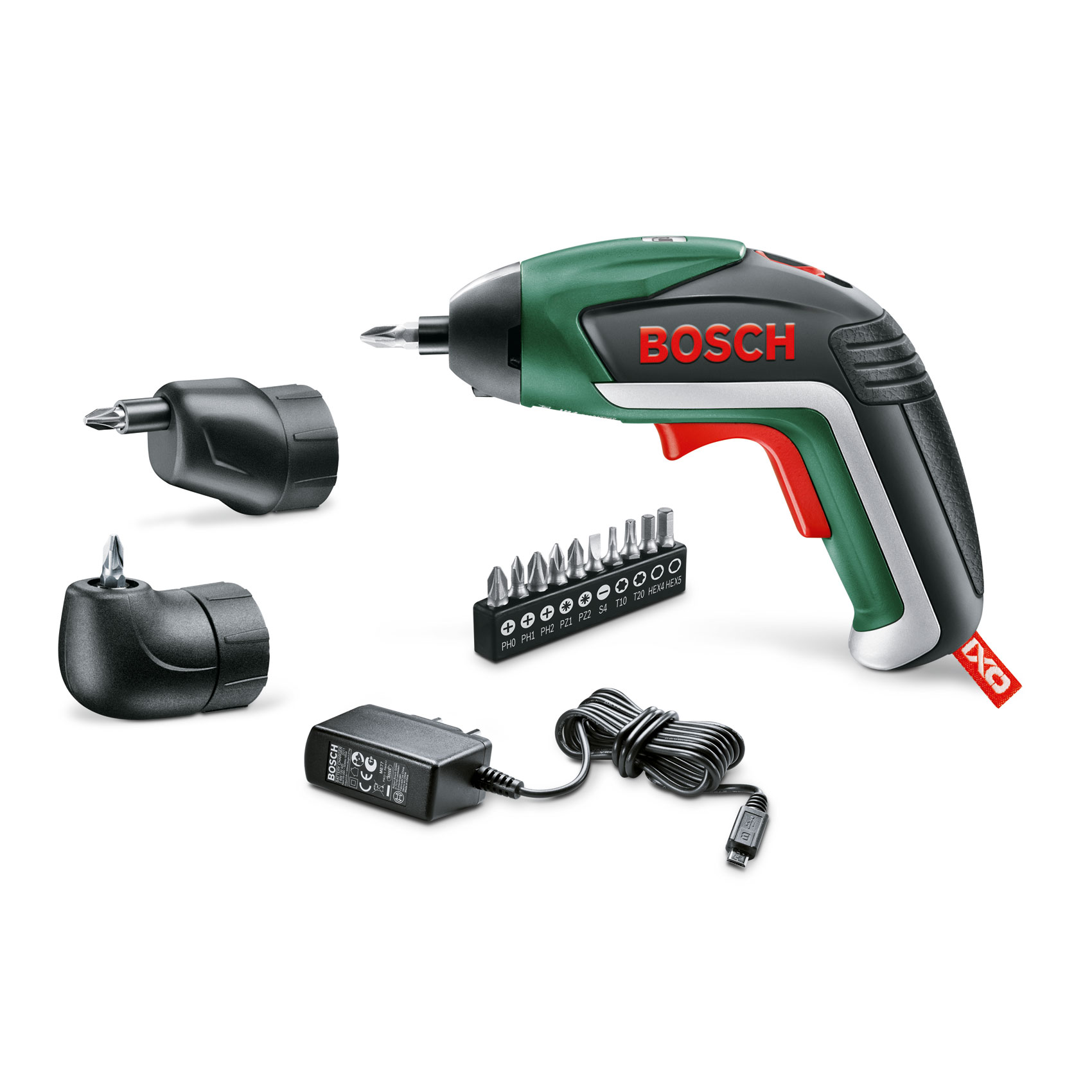 Аккумуляторный шуруповерт Bosch IXO V FULL 06039A8022DF030DWE Аккумуляторный шуруповерт Bosch IXO V FULL 06039A8022DF030DWEАккумуляторный шуруповерт Bosch IXO V FULL - оптимальное выполнение различных повседневных задач одним нажатием кнопки. Больше дизайна, больше стиля жизни, больше эмоций! Основные характеристики: - встроенная LED подсветка- эргономичный дизайн- зарядка от Micro USB- комплект из 10 стандартных бит- металлическая коробка для хранения. Основные преимущества:Шуруповерт оснащен инновационной светодиодной подсветкой PowerLight, которая работает как в режиме рассеянного, так и точечного освещения.Мощный аккумулятор емкостью 1.5 Ач обеспечивает более продолжительную работу на одной зарядке. Постоянная готовность к работе, отсутствие саморазряда и эффекта памяти. Улучшенная эргономичность обеспечивает интуитивно понятное обращение и множество рабочих положений. Угловая и эксцентриковая насадка - оптимальная гибкость при заворачивании/выворачивании шурупов в труднодоступных местах. Наряду с уменьшением времени зарядки новый зарядный кабель теперь можно подключить к любому USB-порту.Этот инструмент уже давно не является обычным электроинструментом, ведь с помощью различных насадок он подходит для выполнения самого широкого спектра задач: закручивание шурупов под углом, открывание бутылок с вином, приправа блюд перемолотыми специями и даже розжиг гриля.Напряжение аккумулятора: 3.6 ВВремя зарядки аккумулятора: 3 часа.
