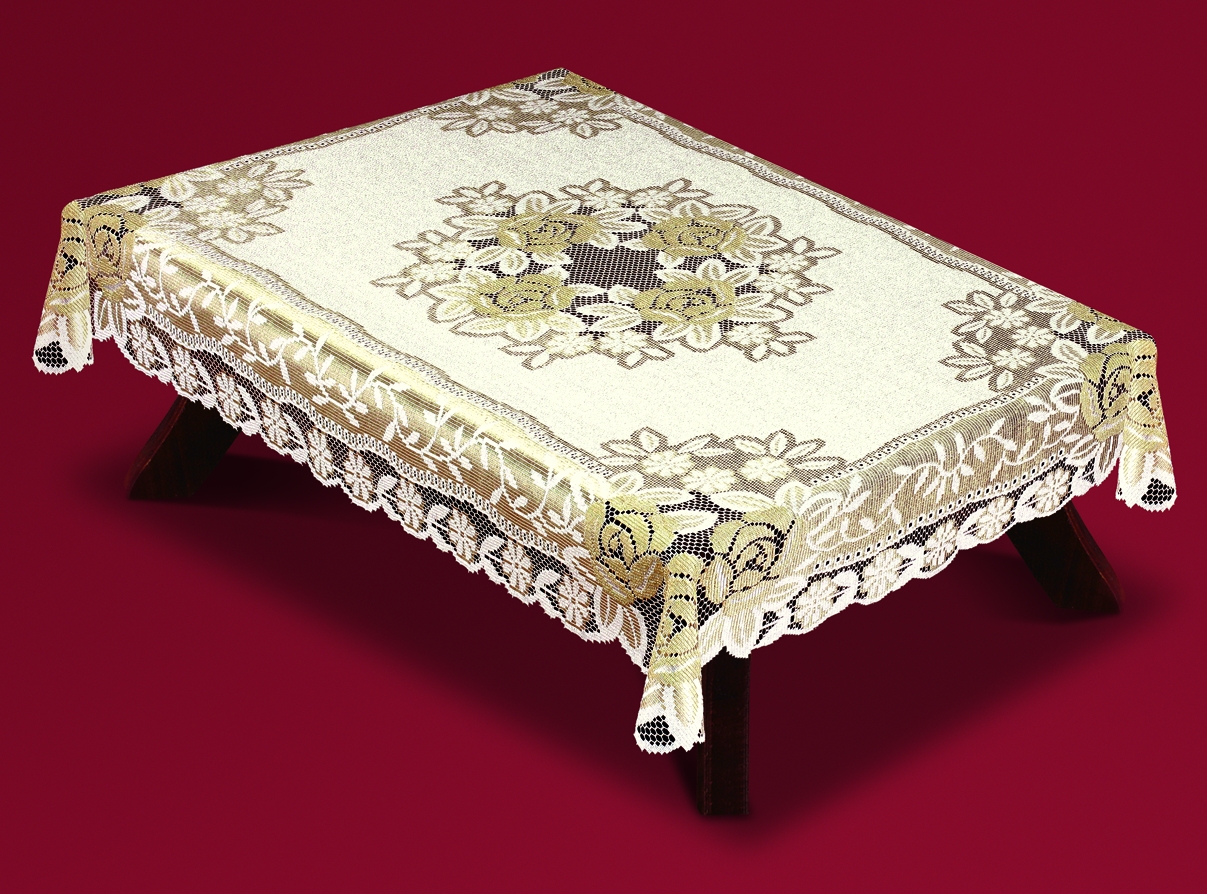 Скатерть Haft Skarb Babuni, прямоугольная, цвет: кремовый, золотистый, 100x 150 см. 54110/10016076 Скатерть Haft Skarb Babuni, прямоугольная, цвет: кремовый, золотистый, 100x 150 см. 54110/10016076Великолепная прямоугольная скатерть Haft Skarb Babuni, выполненная из 100% полиэстера, органично впишется в интерьер любого помещения, а оригинальный дизайн удовлетворит даже самый изысканный вкус. Скатерть изготовлена из сетчатого материала с ажурным цветочным орнаментом по краям и по центру. Скатерть Haft Skarb Babuni создаст праздничное настроение и станет прекрасным дополнением интерьера гостиной, кухни или столовой.