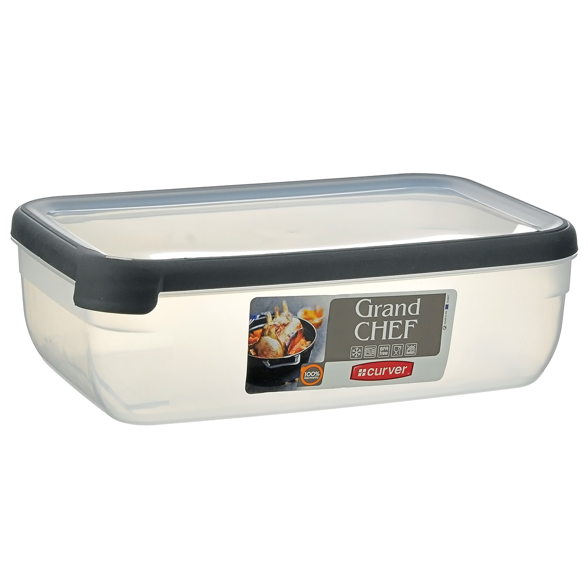 Емкость для заморозки и СВЧ Curver Grand Chef, цвет: серый, 4 лVT-1520(SR) Емкость для заморозки и СВЧ Curver Grand Chef, цвет: серый, 4 лVT-1520(SR)Прямоугольная емкость для заморозки и СВЧ Grand Chef изготовлена из высококачественного пищевого пластика (BPA free), который выдерживает температуру от -40°С до +100°С. Стенки емкости и крышка прозрачные. Крышка по краю оснащена силиконовой вставкой, благодаря которой плотно и герметично закрывается, дольше сохраняя продукты свежими и вкусными. Емкость удобно брать с собой на пикник, дачу, в поход или просто использовать для хранения пищи в холодильнике. Можно использовать в микроволновой печи и для заморозки в морозильной камере. Можно мыть в посудомоечной машине.