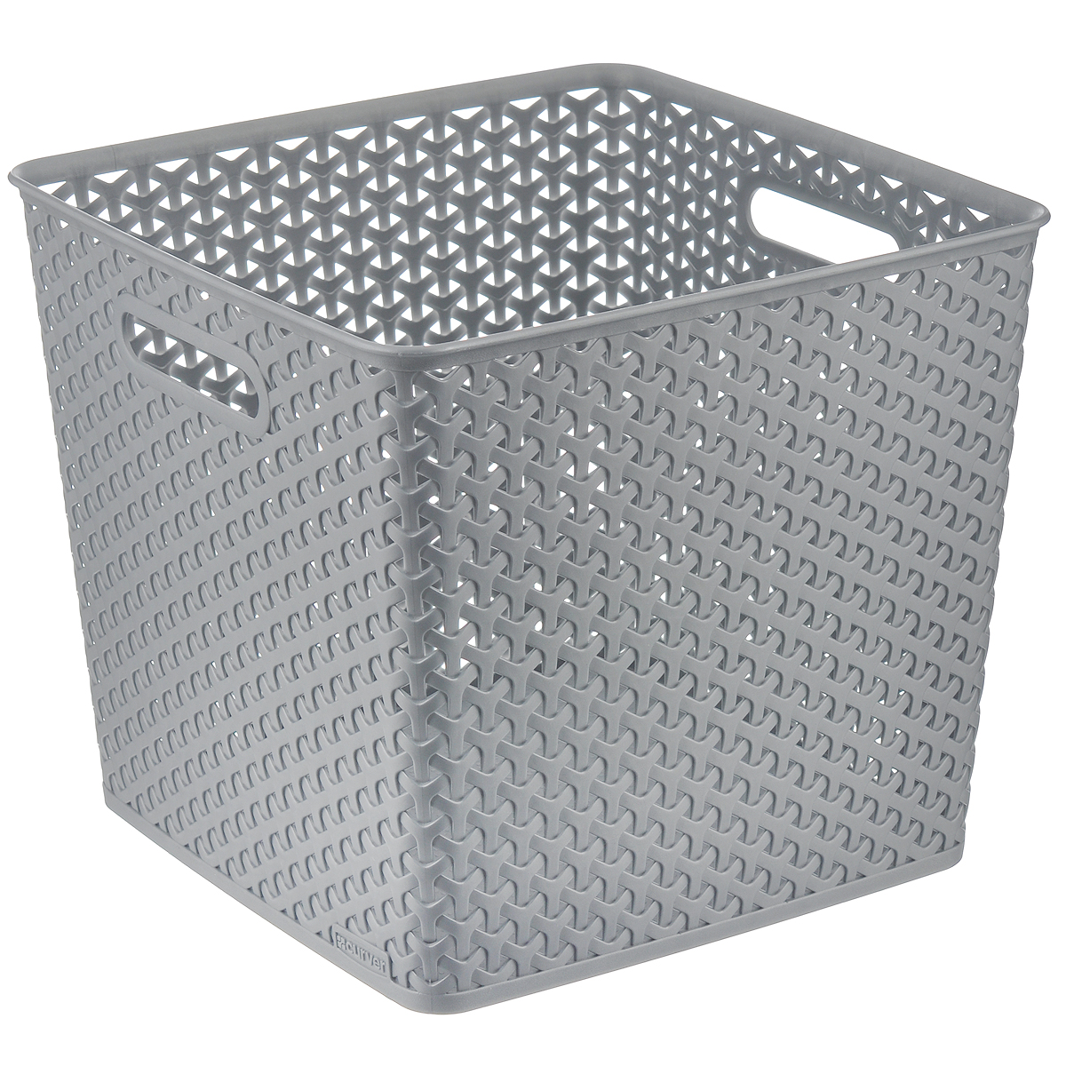 Корзинка универсальная Curver My Style. Square, цвет: серебристый, 33 см х 33 см х 28 см28907 4 Корзинка универсальная Curver My Style. Square, цвет: серебристый, 33 см х 33 см х 28 см28907 4Корзинка универсальная Curver My Style. Square прекрасно подойдет для хранения мелких и средних бытовых вещей, таких как ключи, заколки, небольшие игрушки, канцелярские принадлежности. Изделие выполнено из пластика в виде плетеной корзинки. Дно сплошное, а стенки оформлены изящной перфорацией. Корзинка оснащена двумя удобными ручками-отверстиями для переноски.