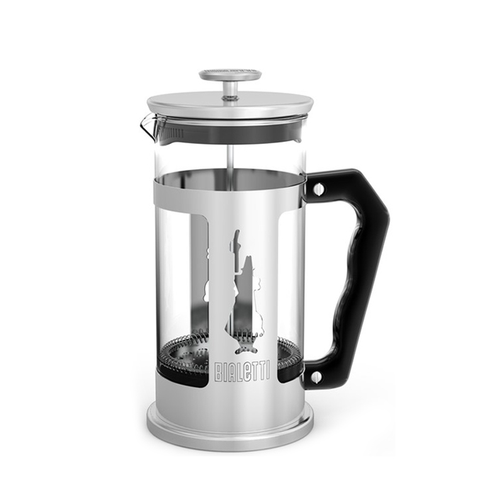 Френч-пресс Bialetti Pressofiltro,350 мл115510 Френч-пресс Bialetti Pressofiltro,350 мл115510Френч-пресс для кофе и чая Bialetti Pressofiltro выполнен из термостойкого стекла и нержавеющей стали. Отлично подходит для заваривания любых сортов кофе, без проблем справится с любым помолом. Помимо кофе, во френч-прессе можно заварить чай и травяные настои. Наружная крышка выполнена из нержавеющей стали с полипропиленовой прокладкой. Рукоятка имеет покрытие для удобного и комфортного хвата. Можно мыть в посудомоечной машине. Объем: 350 л.
