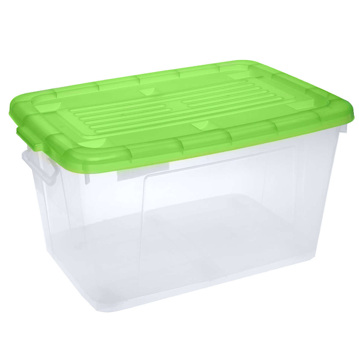 Ящик Darel Box, с крышкой, цвет: прозрачный, зеленый, 75 л25051 7_желтый Ящик Darel Box, с крышкой, цвет: прозрачный, зеленый, 75 л25051 7_желтыйЯщик Darel Box, изготовленный из прозрачного пластика, оснащен ручками и плотно закрывающейся крышкой. Изделие предназначено для хранения различных бытовых вещей. Идеально подойдет для хранения белья, продуктов, игрушек. Будет незаменим на даче, в гараже или кладовой. Выдерживает температурные перепады от -25°С до +95°С. Изделие имеет четыре маленьких колесика, обеспечивающих удобство перемещения ящика. Размер ящика: 68 см х 47 см х 37 см.