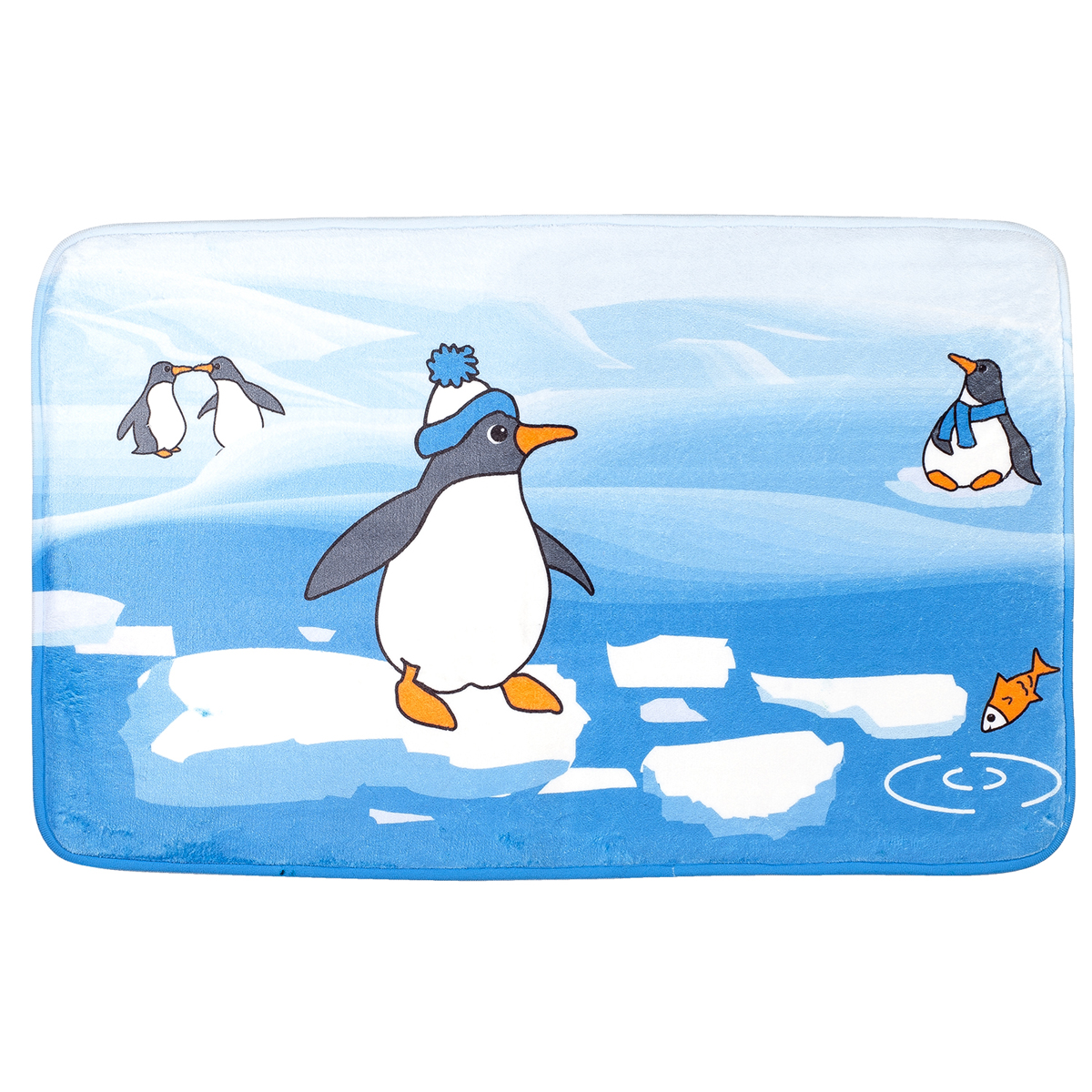 Коврик для ванной комнаты Tatkraft Penguins, 50 х 80 см391602 Коврик для ванной комнаты Tatkraft Penguins, 50 х 80 см391602Коврик для ванной комнаты Tatkraft Penguins изготовлен из микрофибры Ultra Soft - мягкого, приятного на ощупь материала. Коврик отлично поглощает и впитывает влагу. Основание - противоскользящее, оно предотвращает скольжение коврика по полу. Яркий красочный рисунок с изображением пингвинов внесет оригинальную нотку в интерьер ванной комнаты. Коврики Tatkraft - прекрасное решение для ванной комнаты. Можно стирать в стиральной машине.