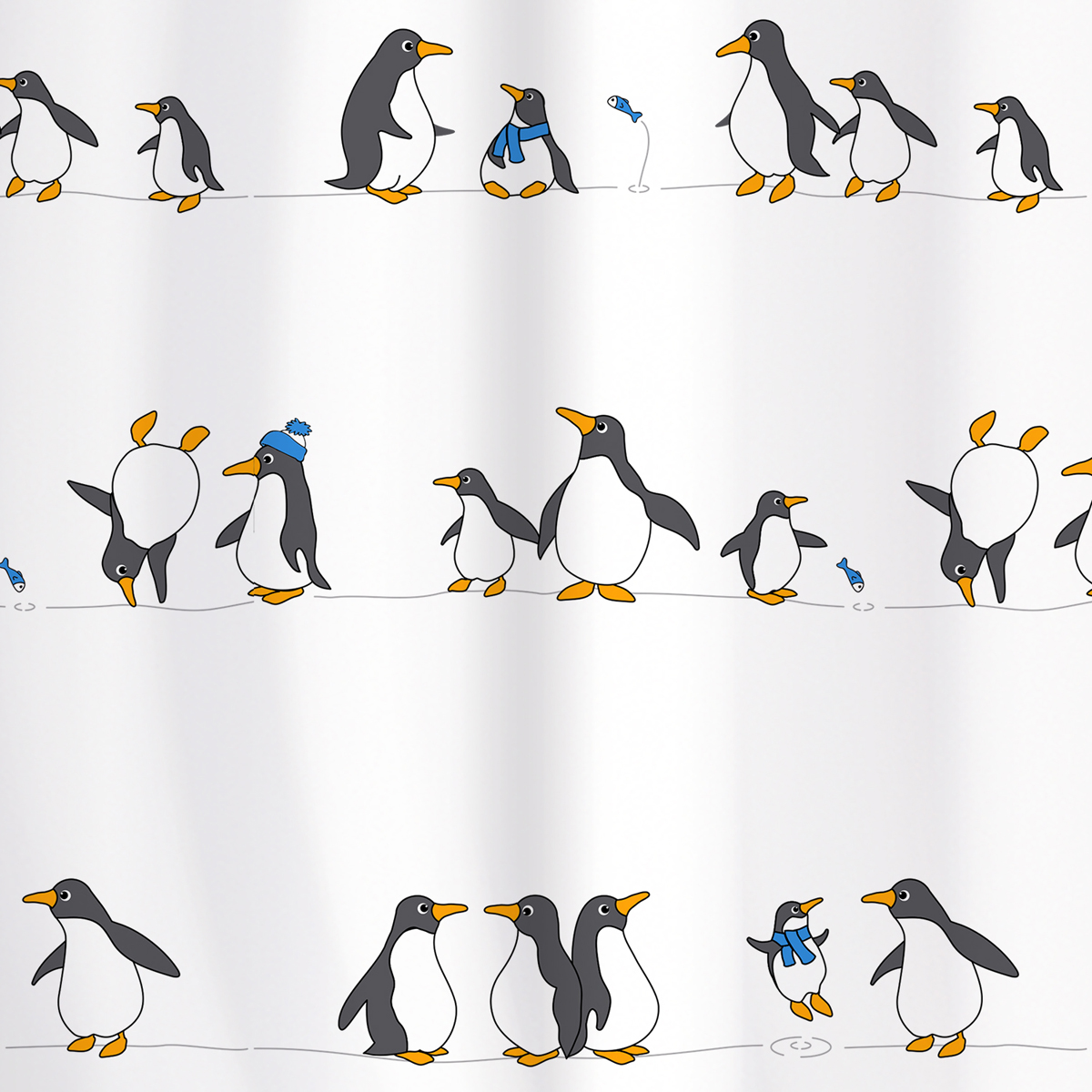 Штора для ванной комнаты Tatkraft Penguins, 180 х 180 см4606400204268 Штора для ванной комнаты Tatkraft Penguins, 180 х 180 см4606400204268Штора для ванной комнаты Tatkraft Penguins выполнена из полиэстера с водоотталкивающим и антигрибковым покрытием. Изделие быстро высыхает и легко стирается. Штора украшена изображением пингвинов. В комплекте прилагаются 12 фигурных пластиковых колец. Штора оснащена магнитами-утяжелителями для наибольшего комфорта. Можно стирать в стиральной машине при температуре 40°С.